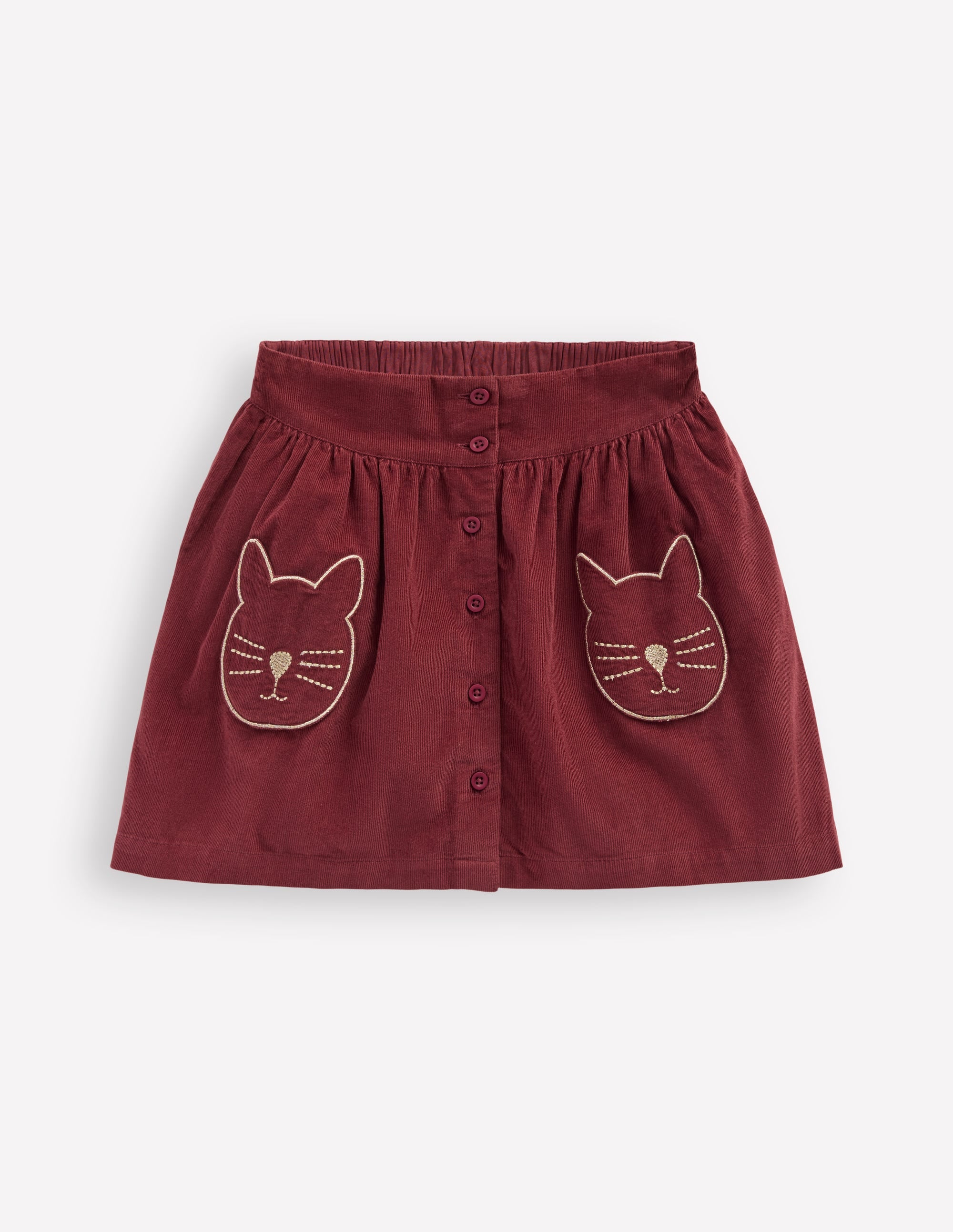 Button-through Mini Skirt-Chestnut Cats - Image 1