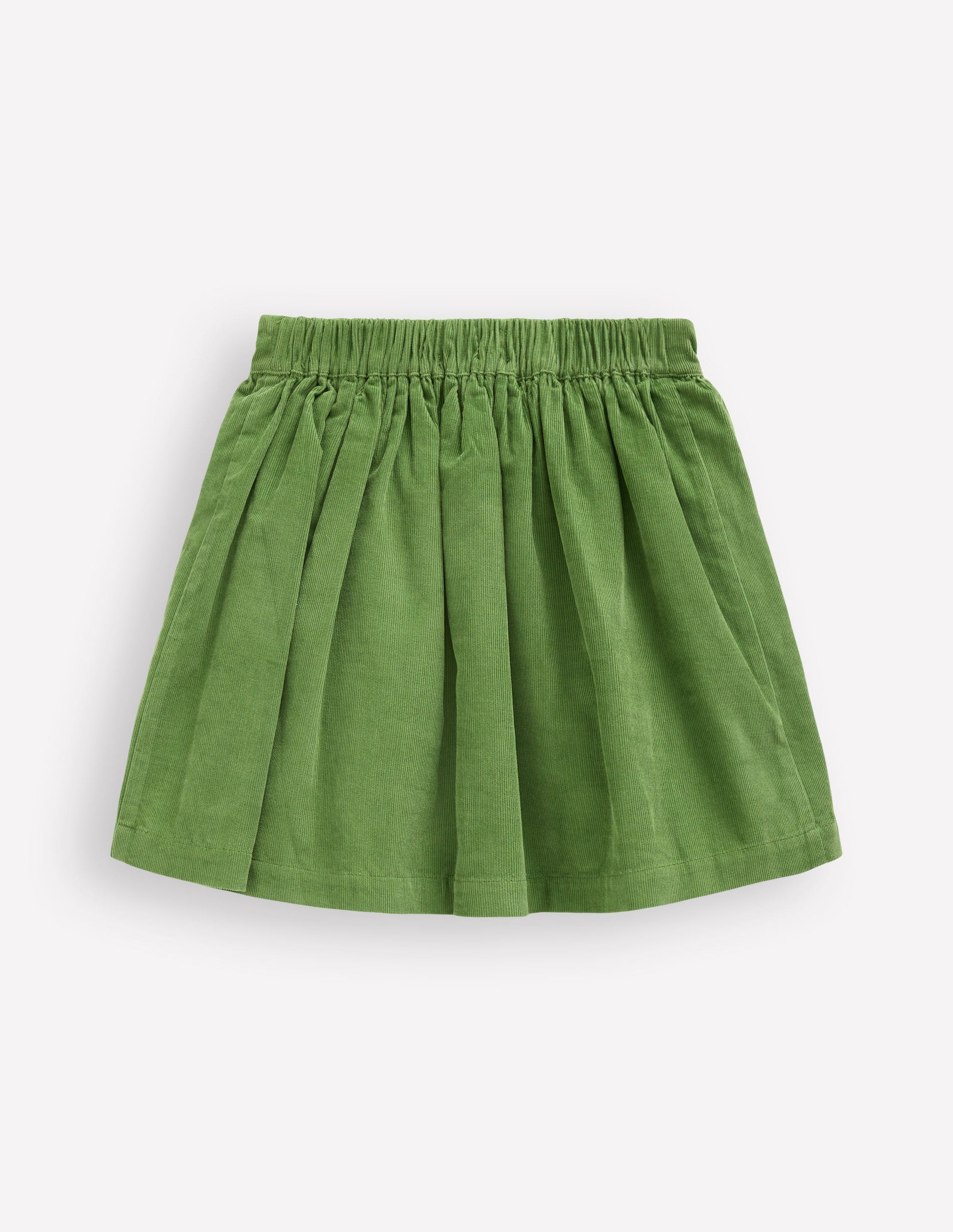 Button-through Mini Skirt-Broccoli Green Flowers-2