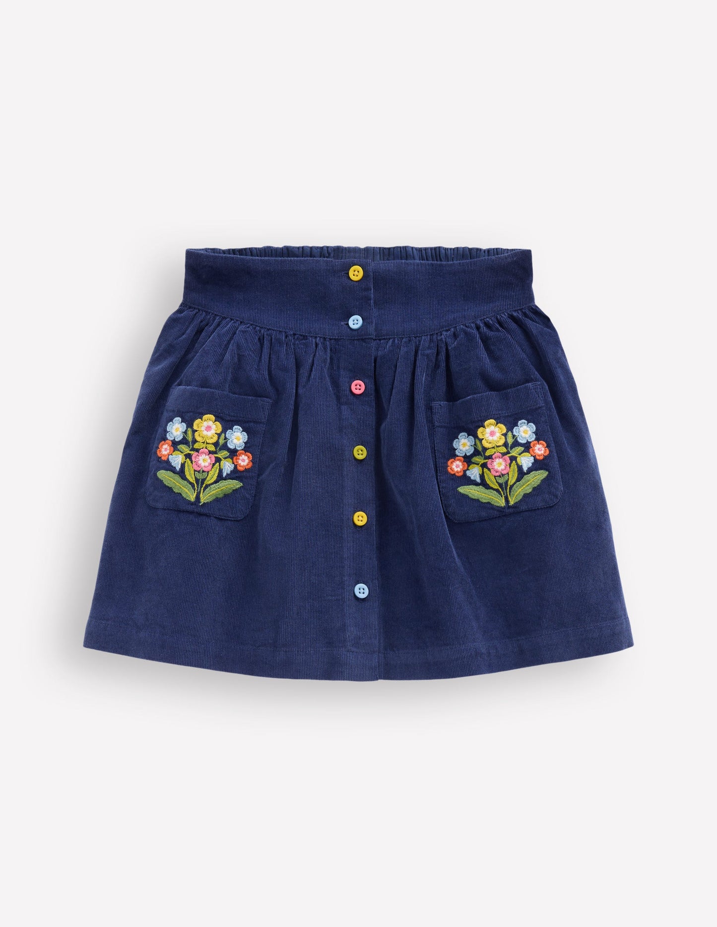 Button-through Mini Skirt-College Navy Flowers