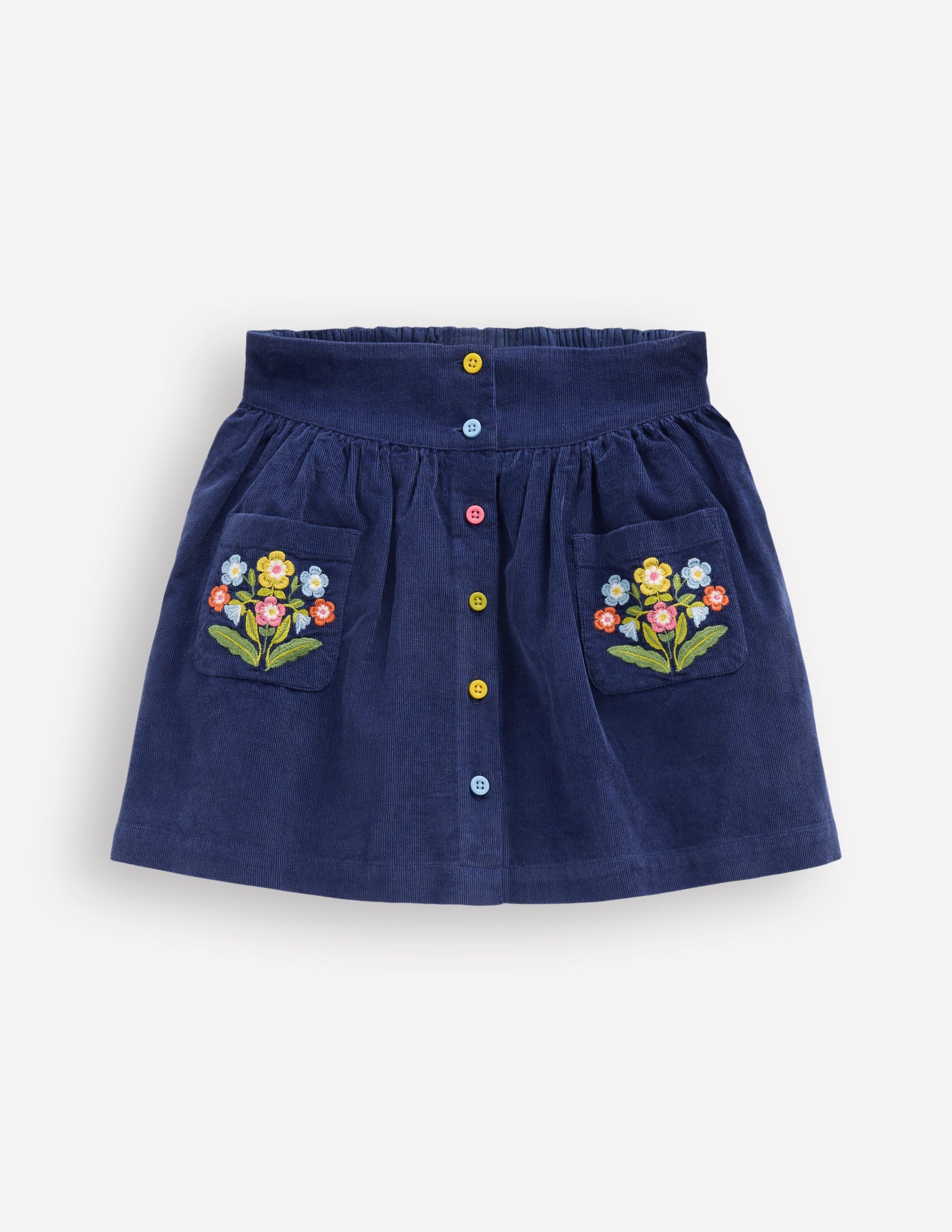 Button-through Mini Skirt-College Navy Flowers-1