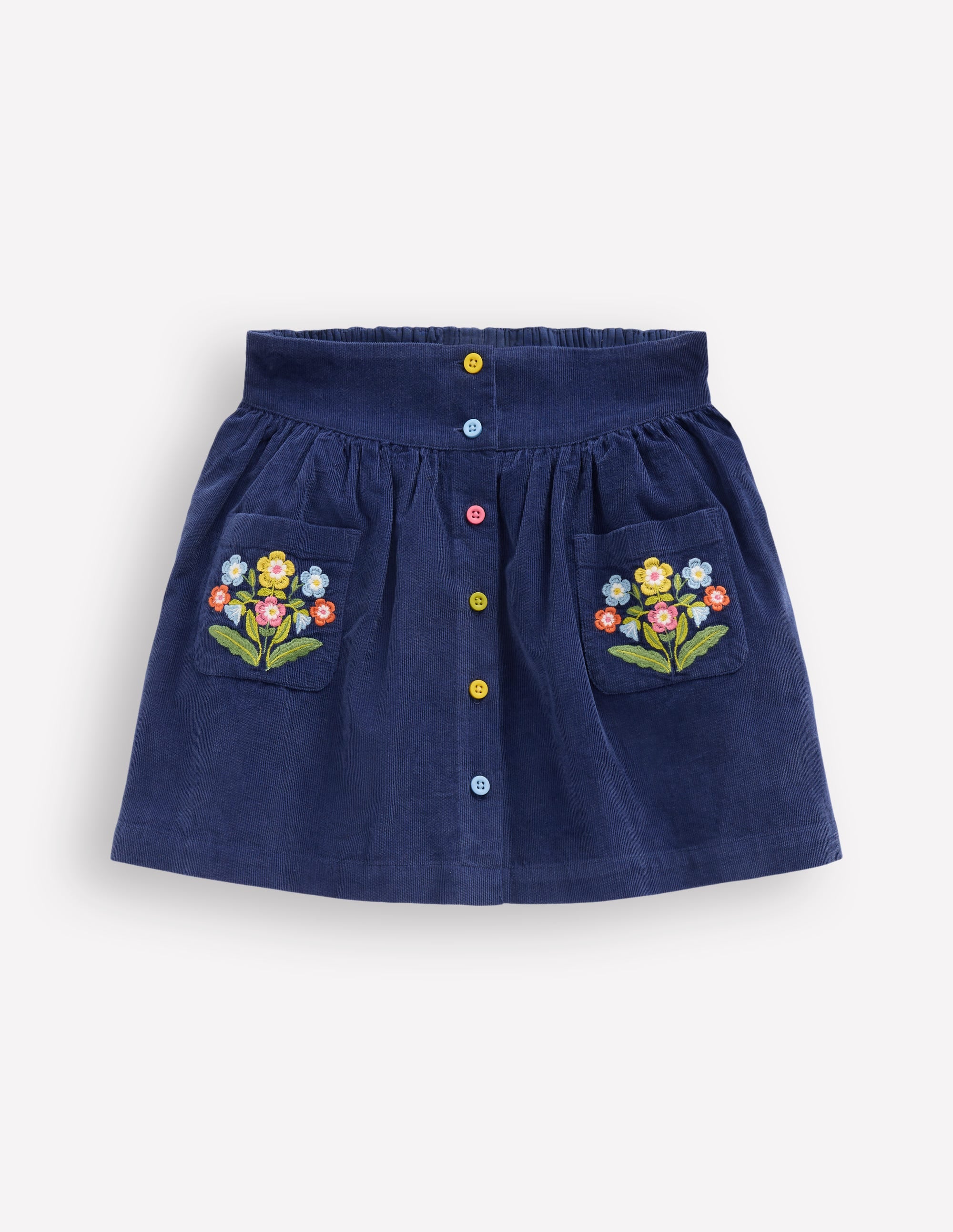 Button-through Mini Skirt-College Navy Flowers - Image 1