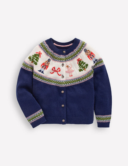 Edie Fair Isle Cardigan-Blue Nutcracker-1