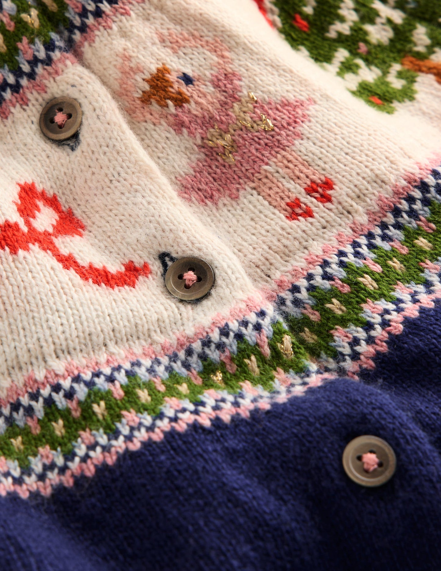 Edie Fair Isle Cardigan-Blue Nutcracker