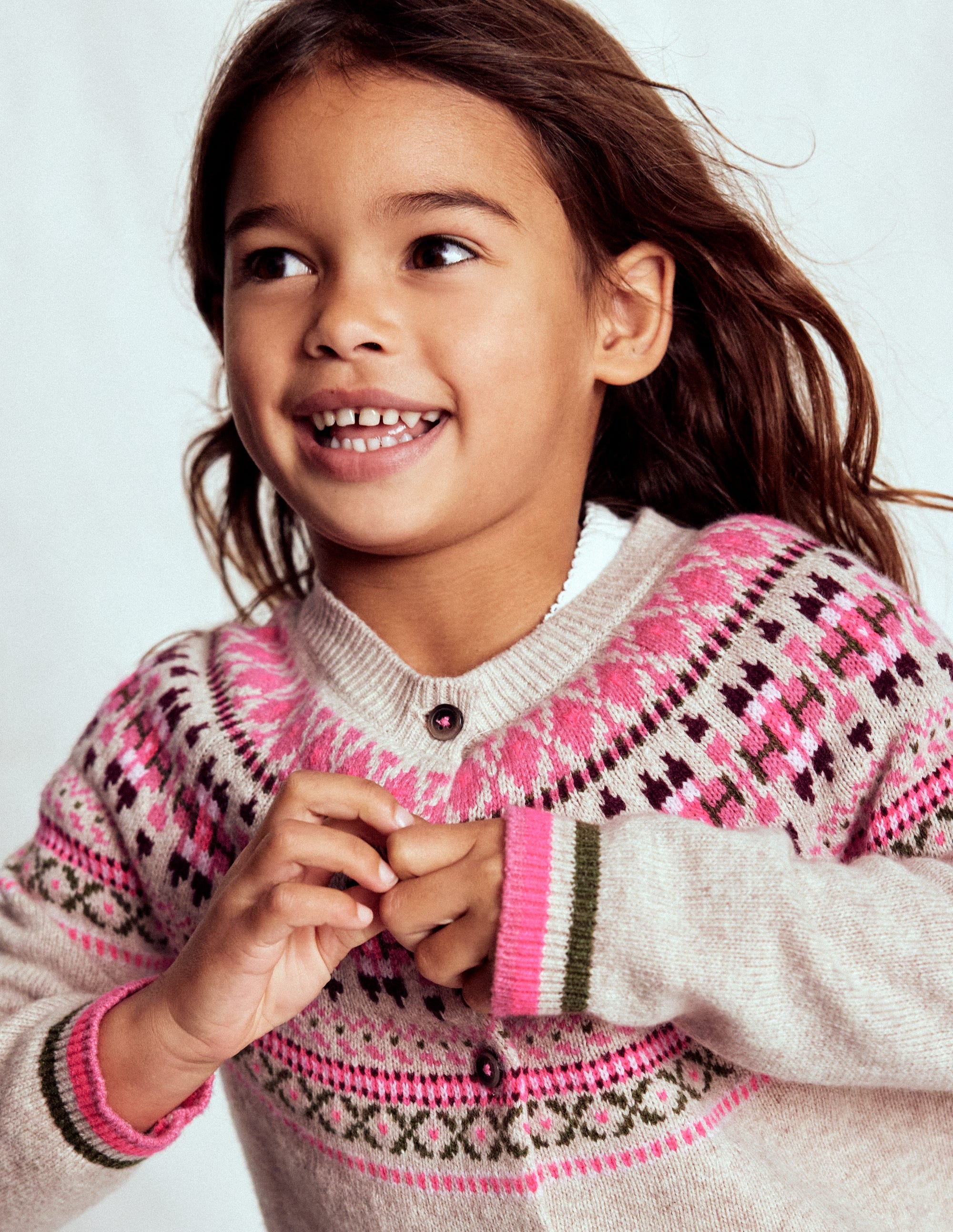 Edie Fair Isle Cardigan-Oatmeal Heritage Fair Isle - Image 1