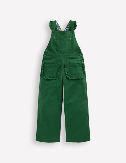 Frill Dungarees-Pine Green-1