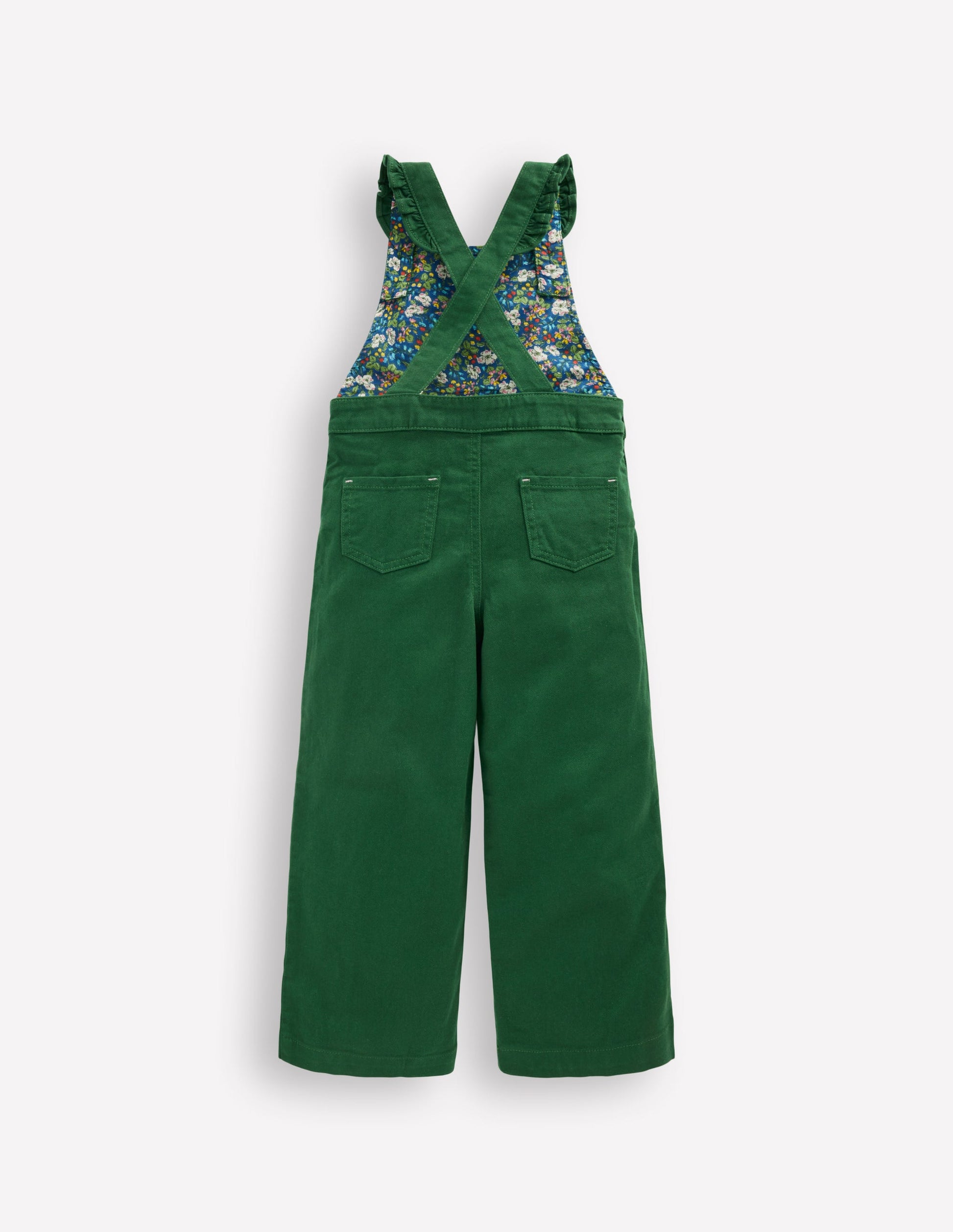 Frill Dungarees-Pine Green-2
