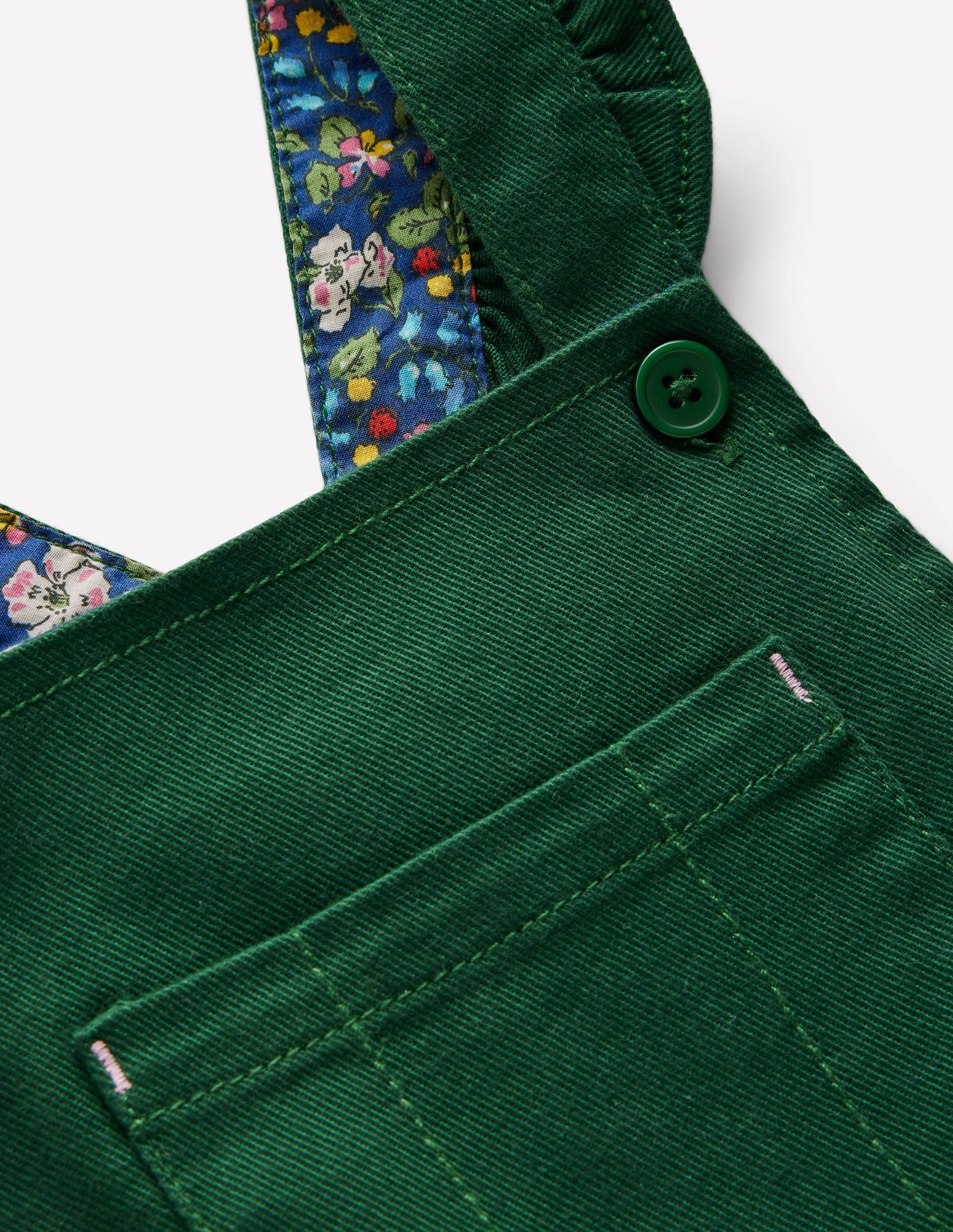 Frill Dungarees-Pine Green-3