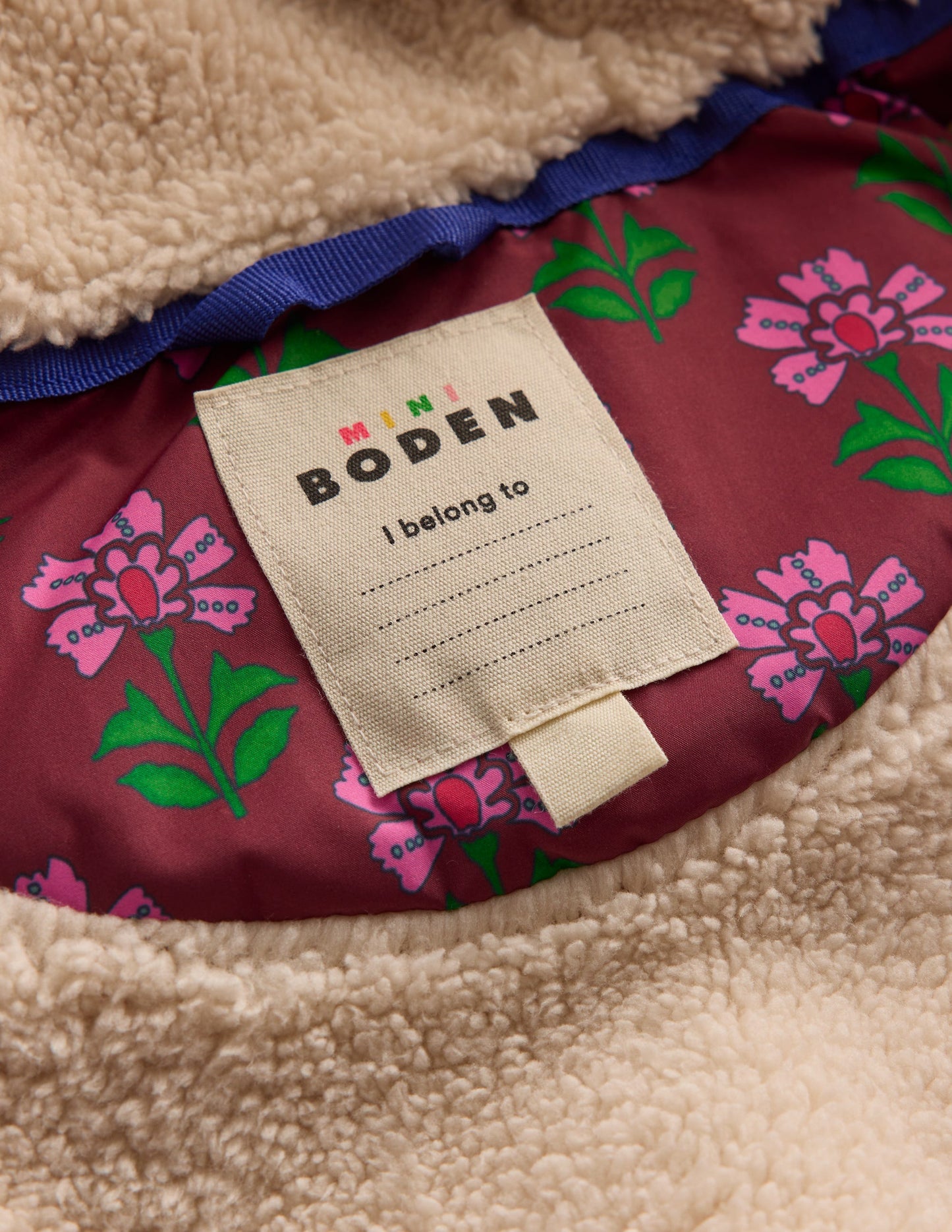 2-in-1 Padded Coat-Multi Woodblock Flower