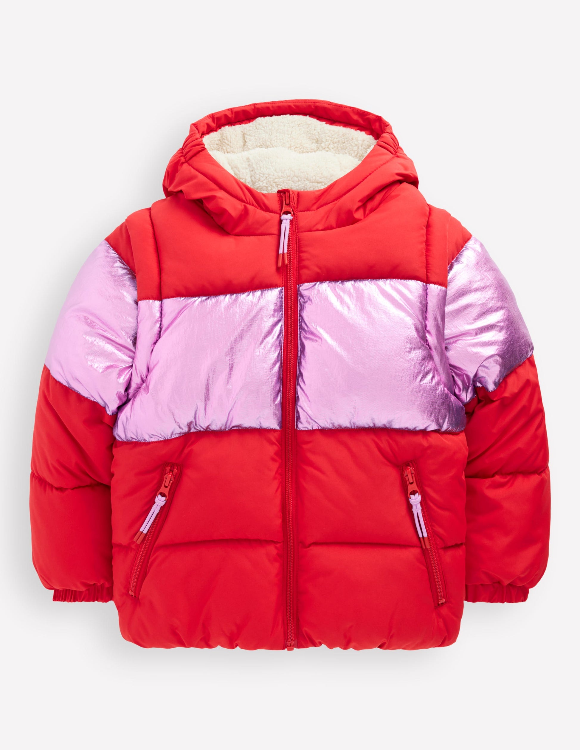 2-in-1 Padded Coat-Red/Pink Metallic-1