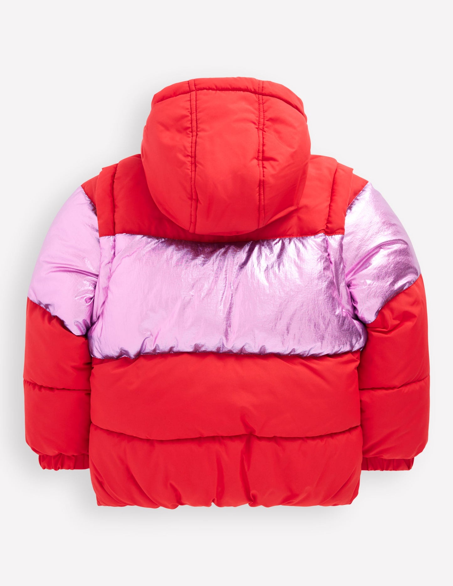 2-in-1 Padded Coat-Red/Pink Metallic