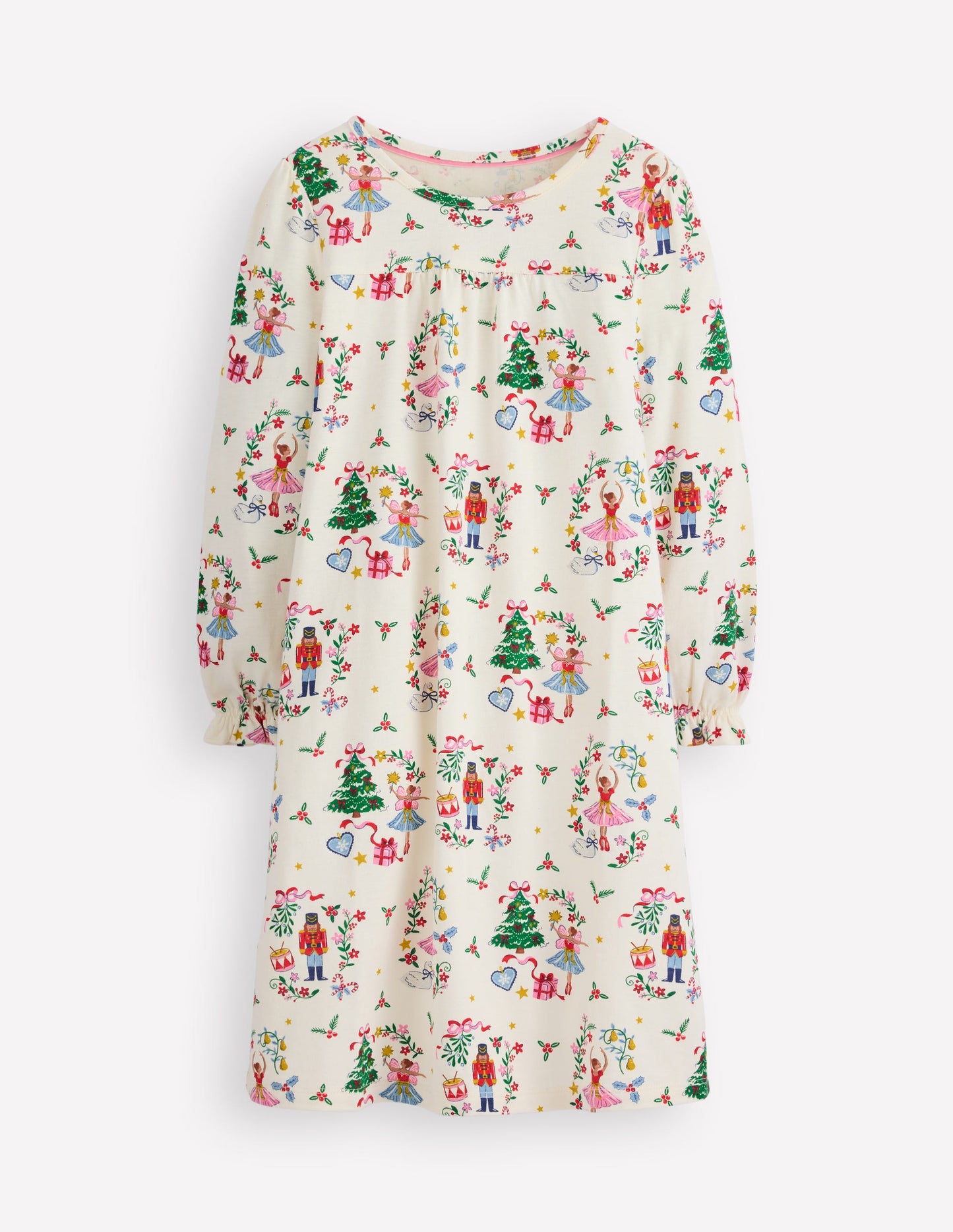Printed Long Sleeve Nightie-Soft Ivory Nutcracker
