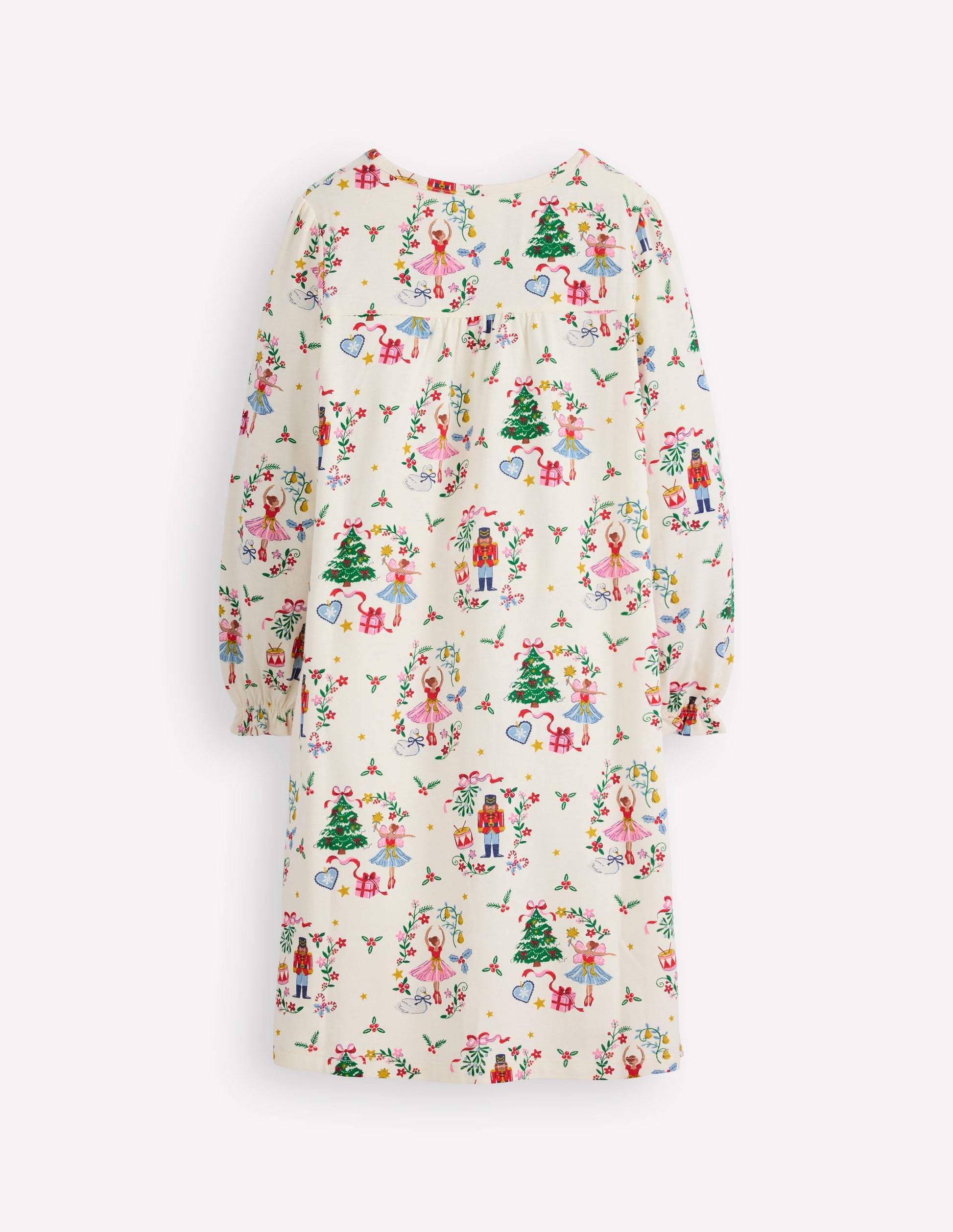 Printed Long Sleeve Nightie-Soft Ivory Nutcracker-2
