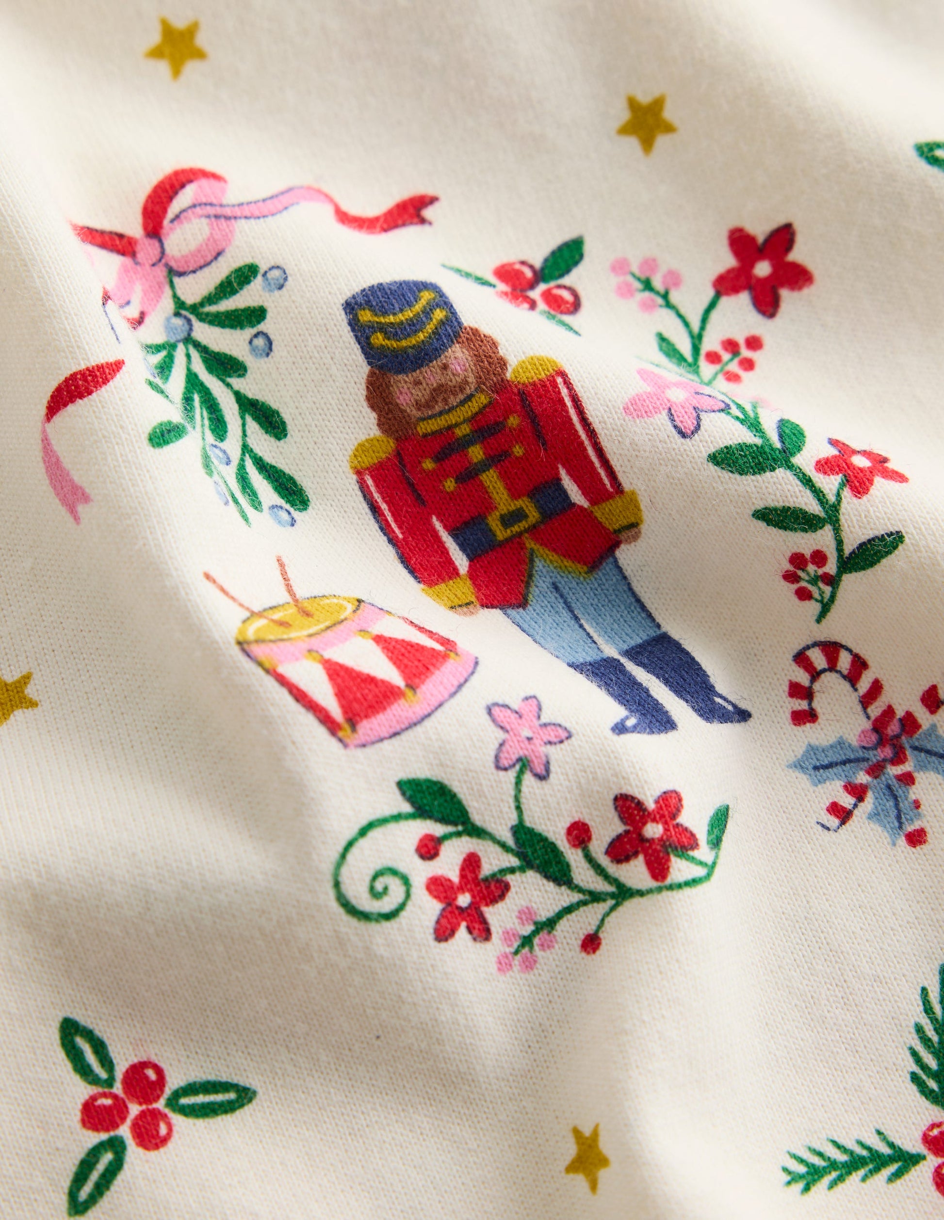 Printed Long Sleeve Nightie-Soft Ivory Nutcracker-3