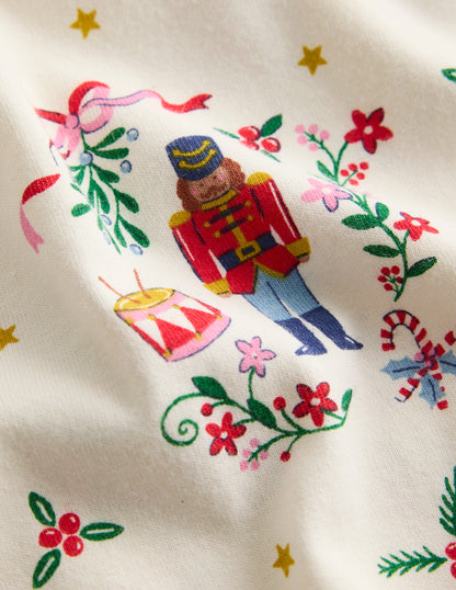 Printed Long Sleeve Nightie-Soft Ivory Nutcracker-3