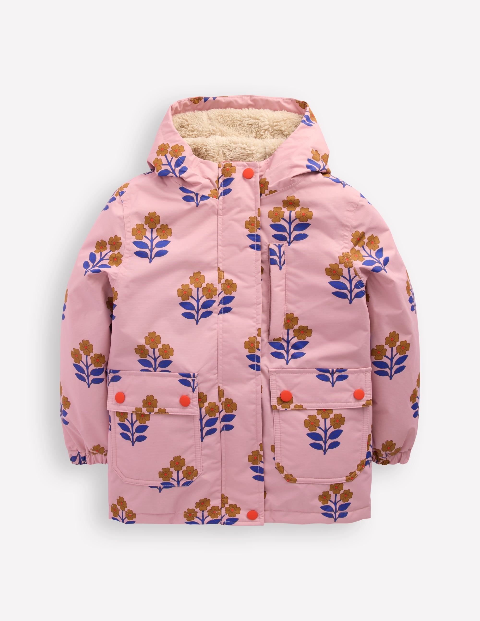 4-in-1 Waterproof Coat-Vintage Pink Floral Stamp - Image 1