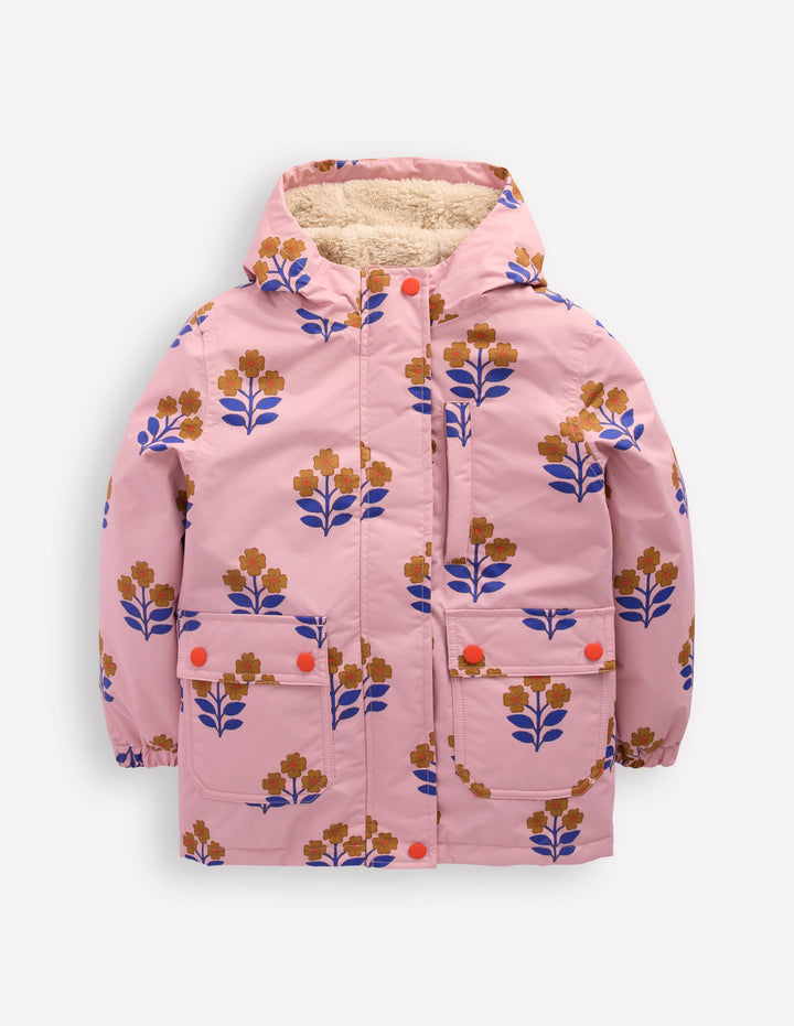 4-in-1 Waterproof Coat-Vintage Pink Floral Stamp