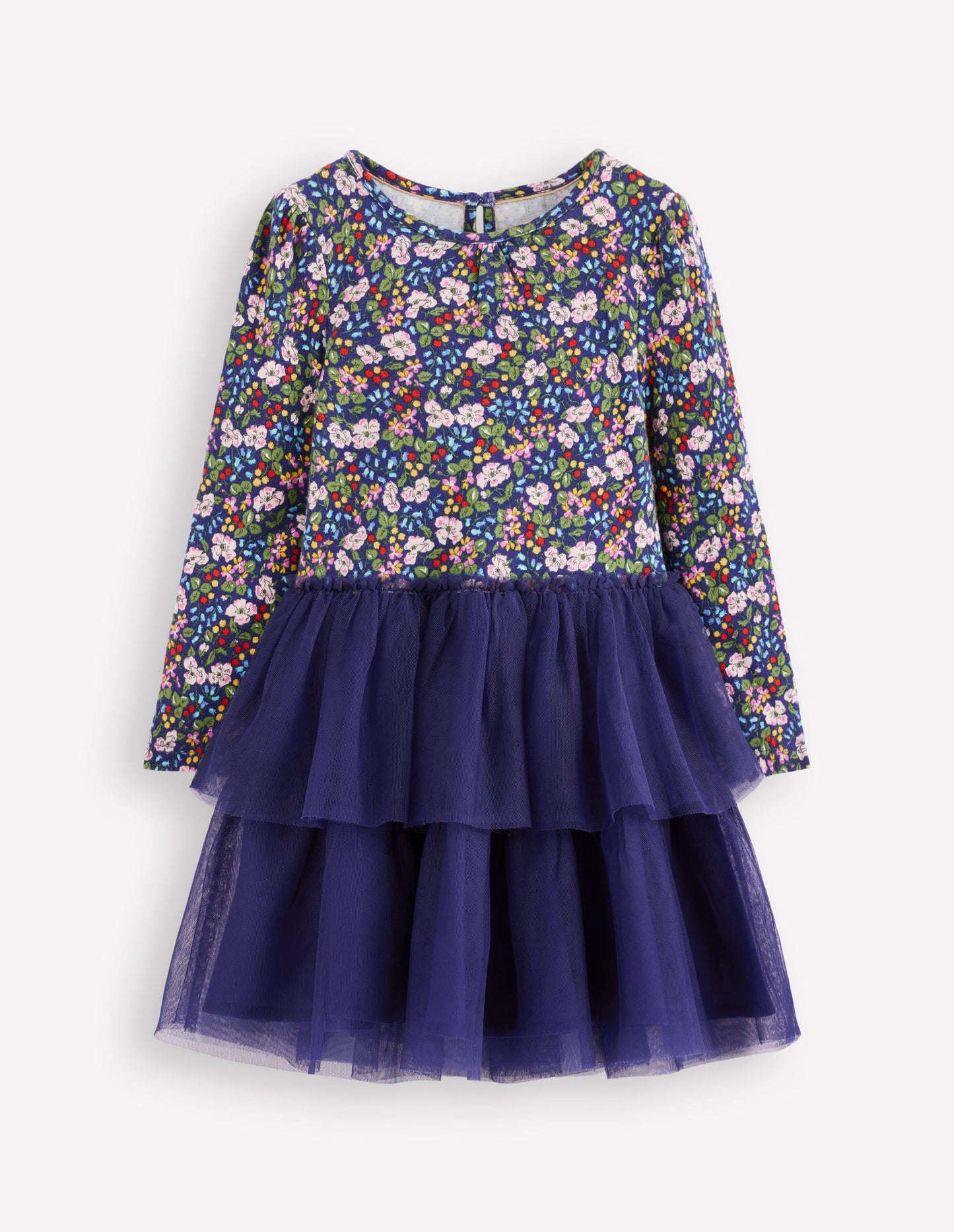 Tulle Mix Dress-Starboard Blue Berry Floral