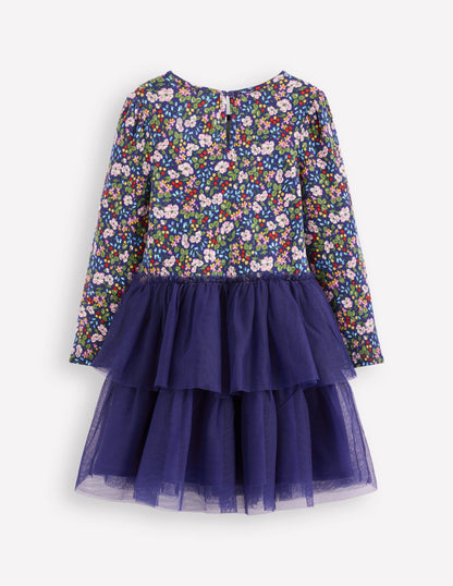 Tulle Mix Dress-Starboard Blue Berry Floral-2