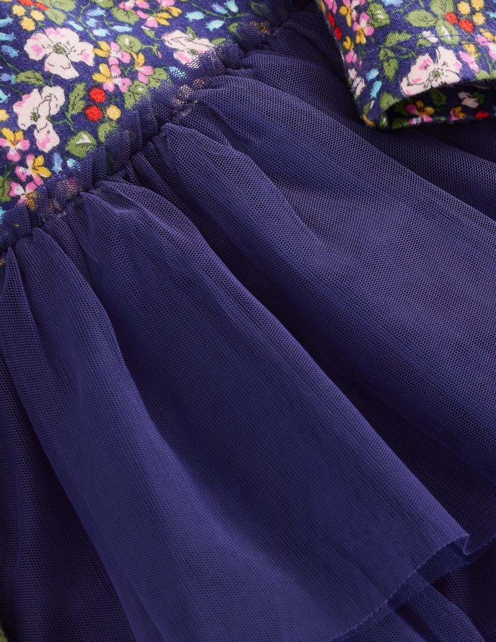 Tulle Mix Dress-Starboard Blue Berry Floral