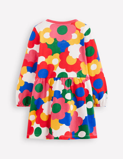 Loopback Sweat Dress-Multi Rainbow Flower-2