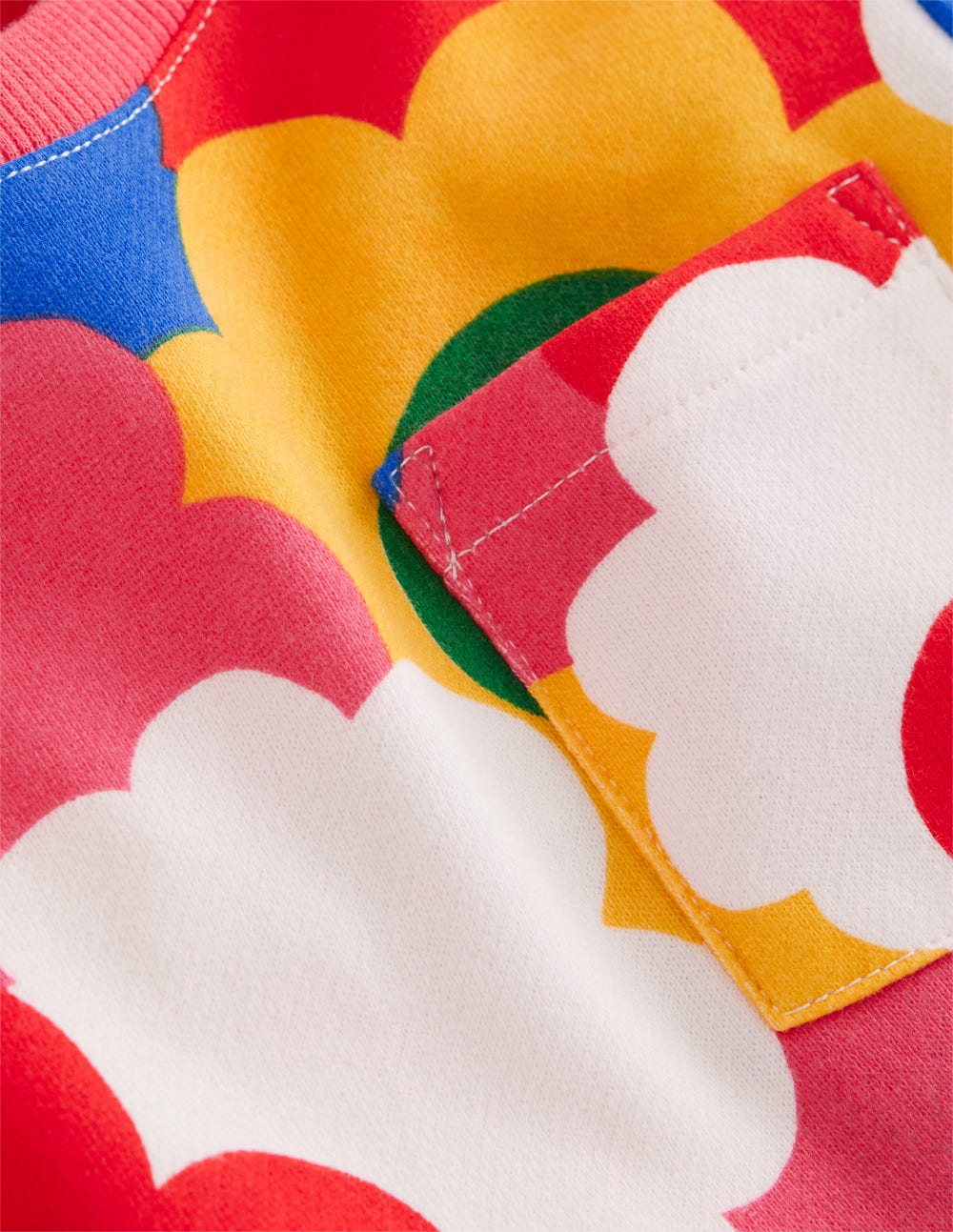 Loopback Sweat Dress-Multi Rainbow Flower