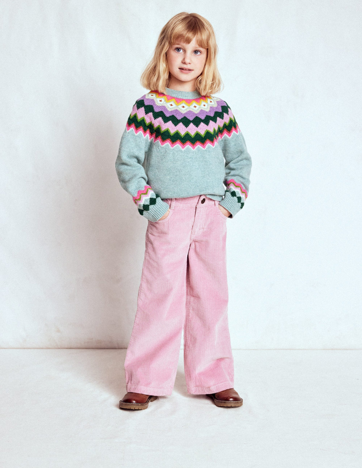 Eleanor Fair Isle Jumper-Sea Mist Blue Fair Isle - Image 1