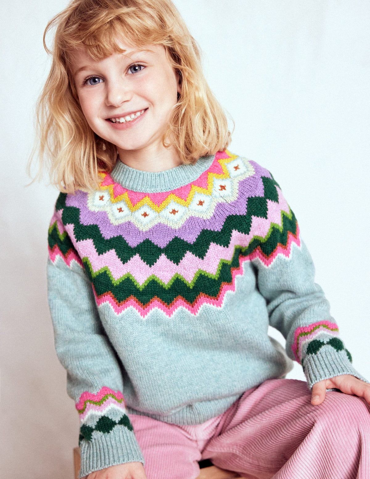Eleanor Fair Isle Jumper-Sea Mist Blue Fair Isle - Image 2