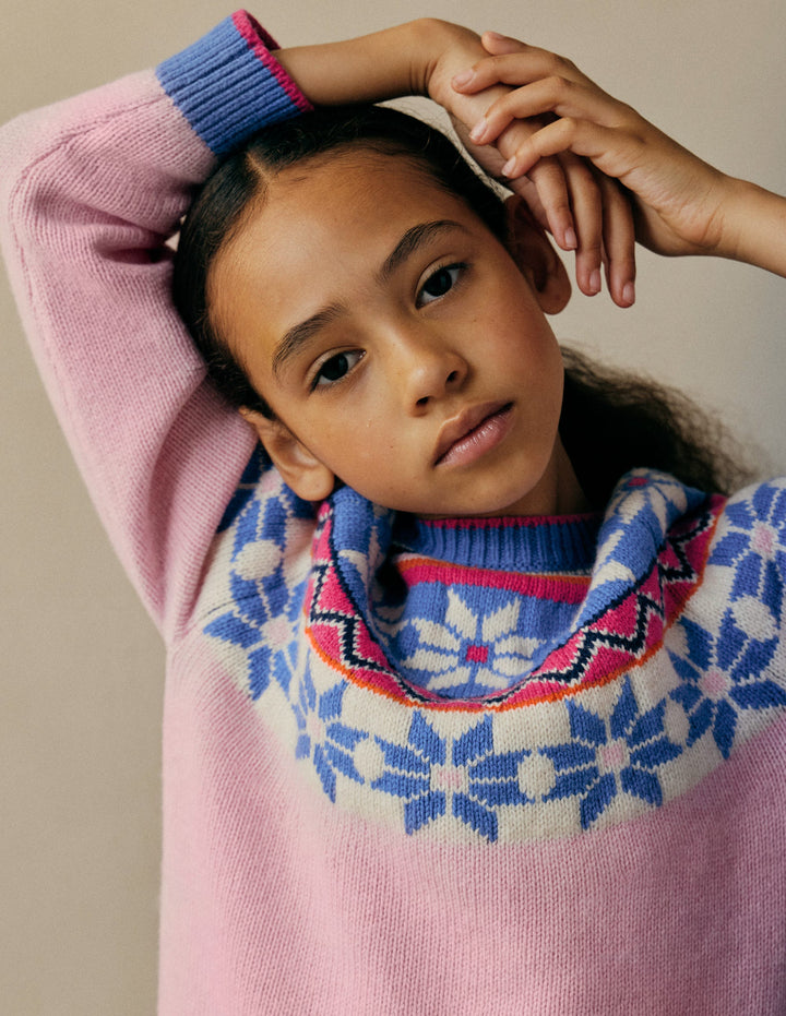Eleanor Fair Isle Jumper-Blooming Pink