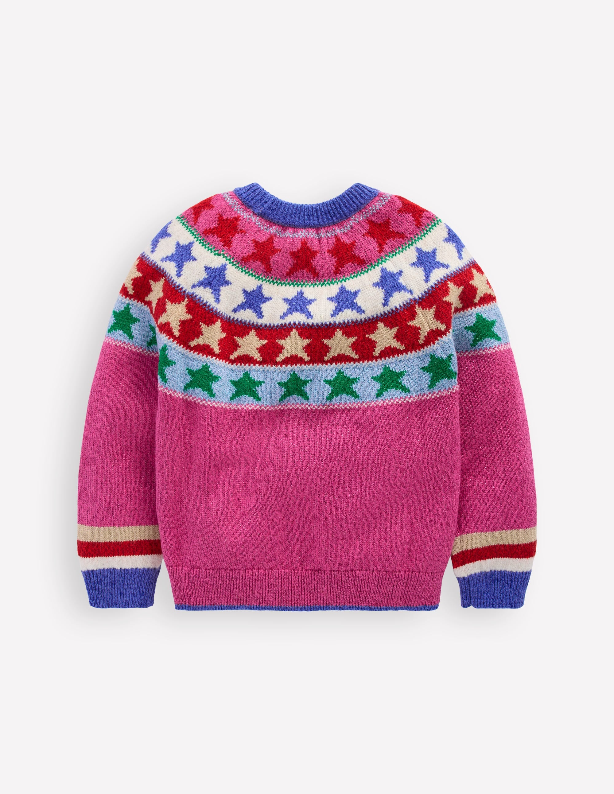 Eleanor Fair Isle Jumper-Hot Pink Sparkle Stars - Image 2
