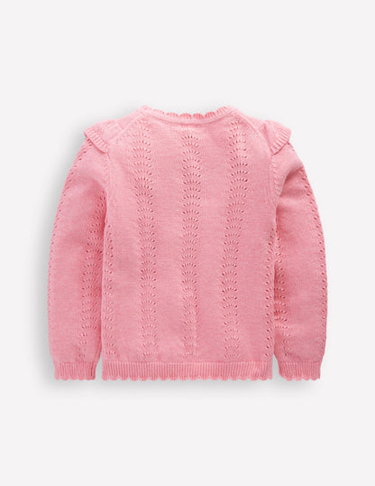 Embroidered Pointelle Jumper-Formica Pink Marl-4
