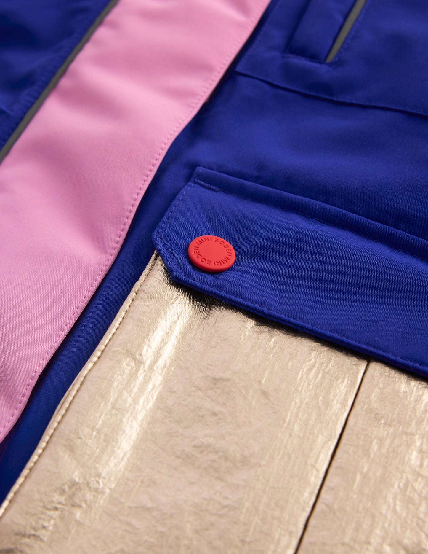 All-weather Waterproof Coat-Pink Metallic Colourblock