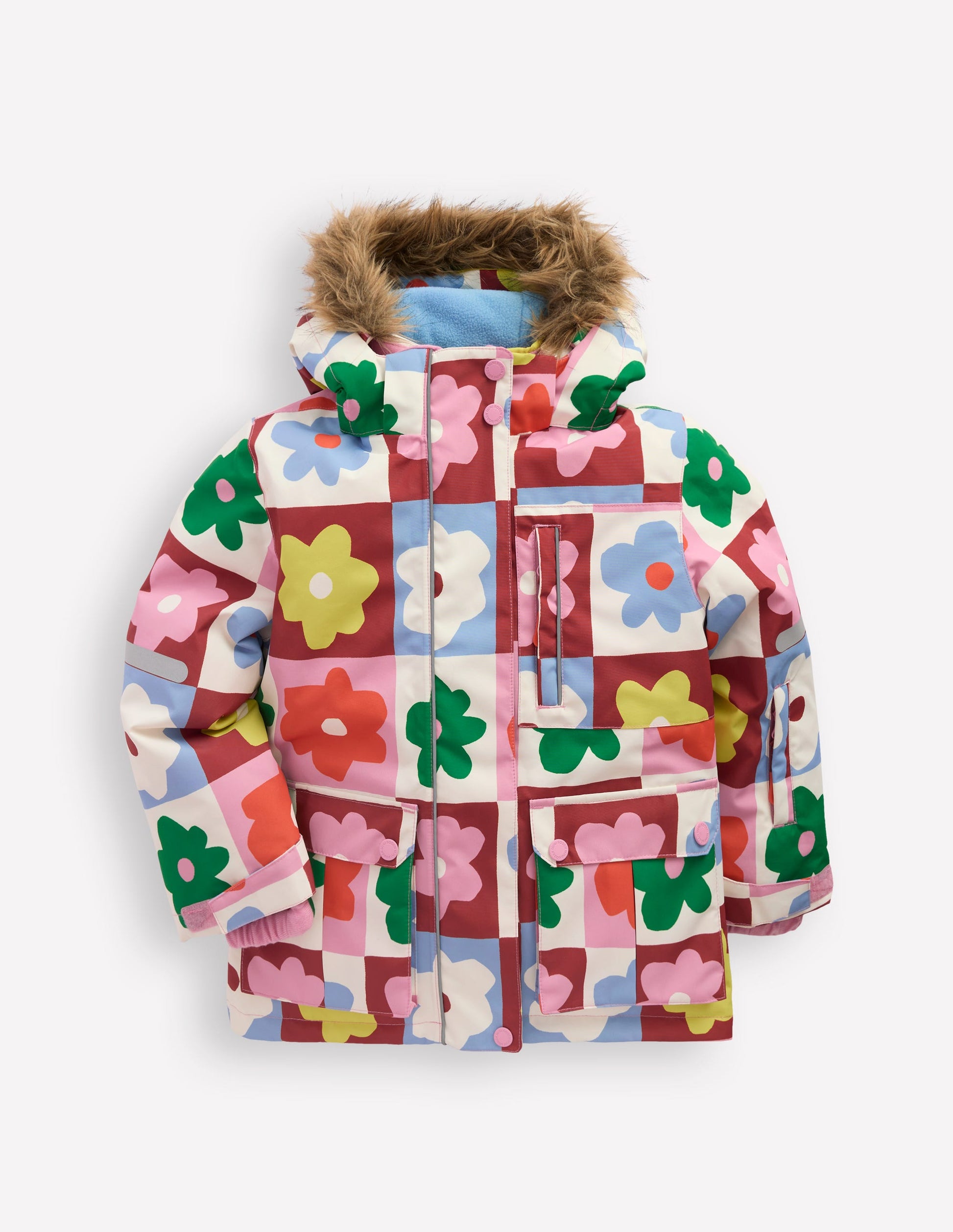 All-weather Waterproof Coat-Multi Flower Check Boden UK
