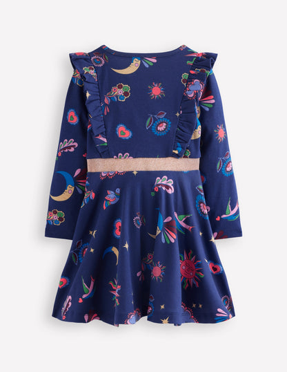 Cora Twirly Jersey Dress-College Navy Paisley Sky-2