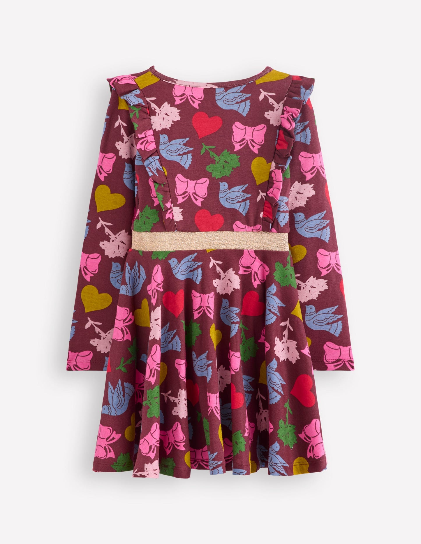 Cora Twirly Jersey Dress-Chestnut Festive Fun