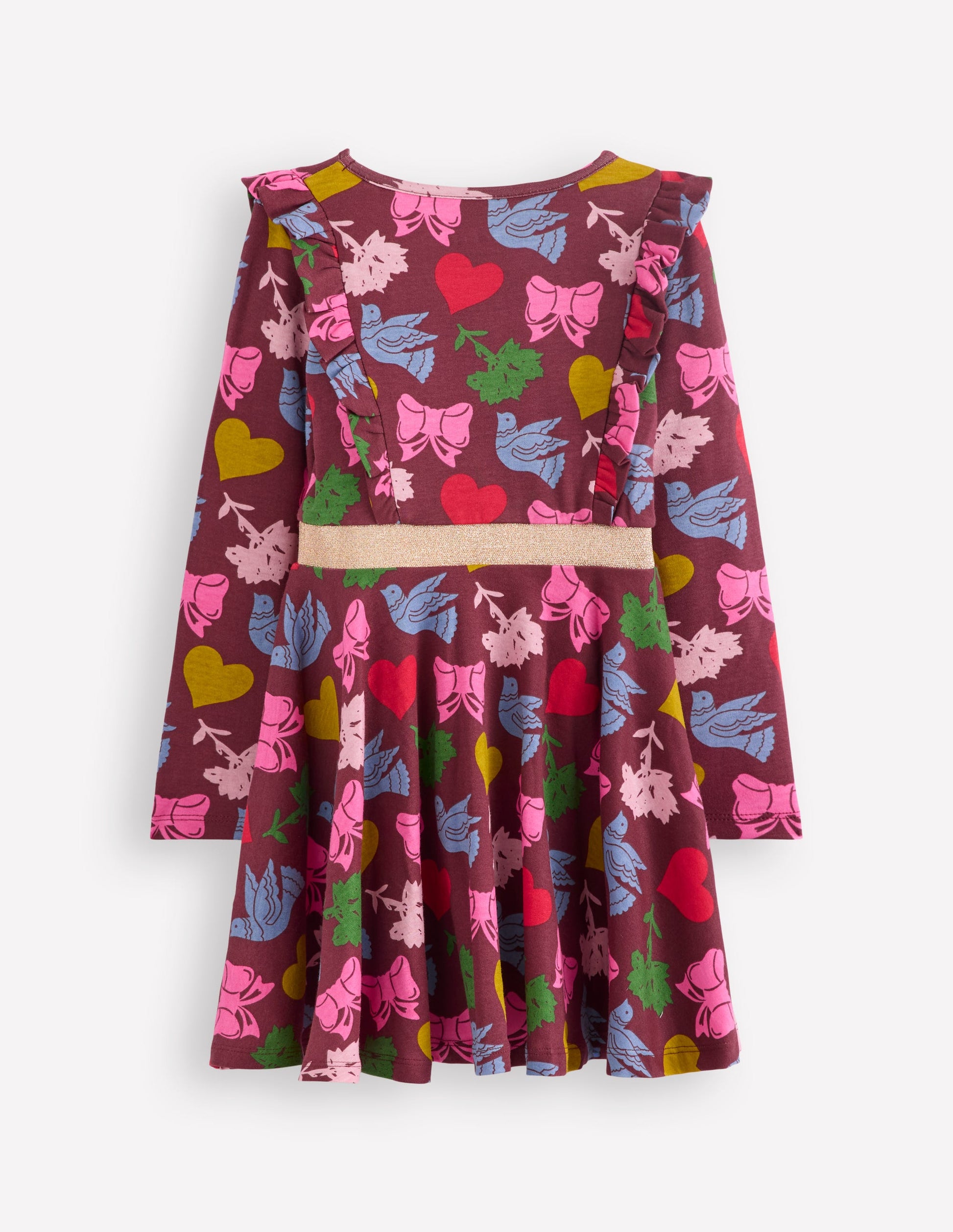 Cora Twirly Jersey Dress-Chestnut Festive Fun-2