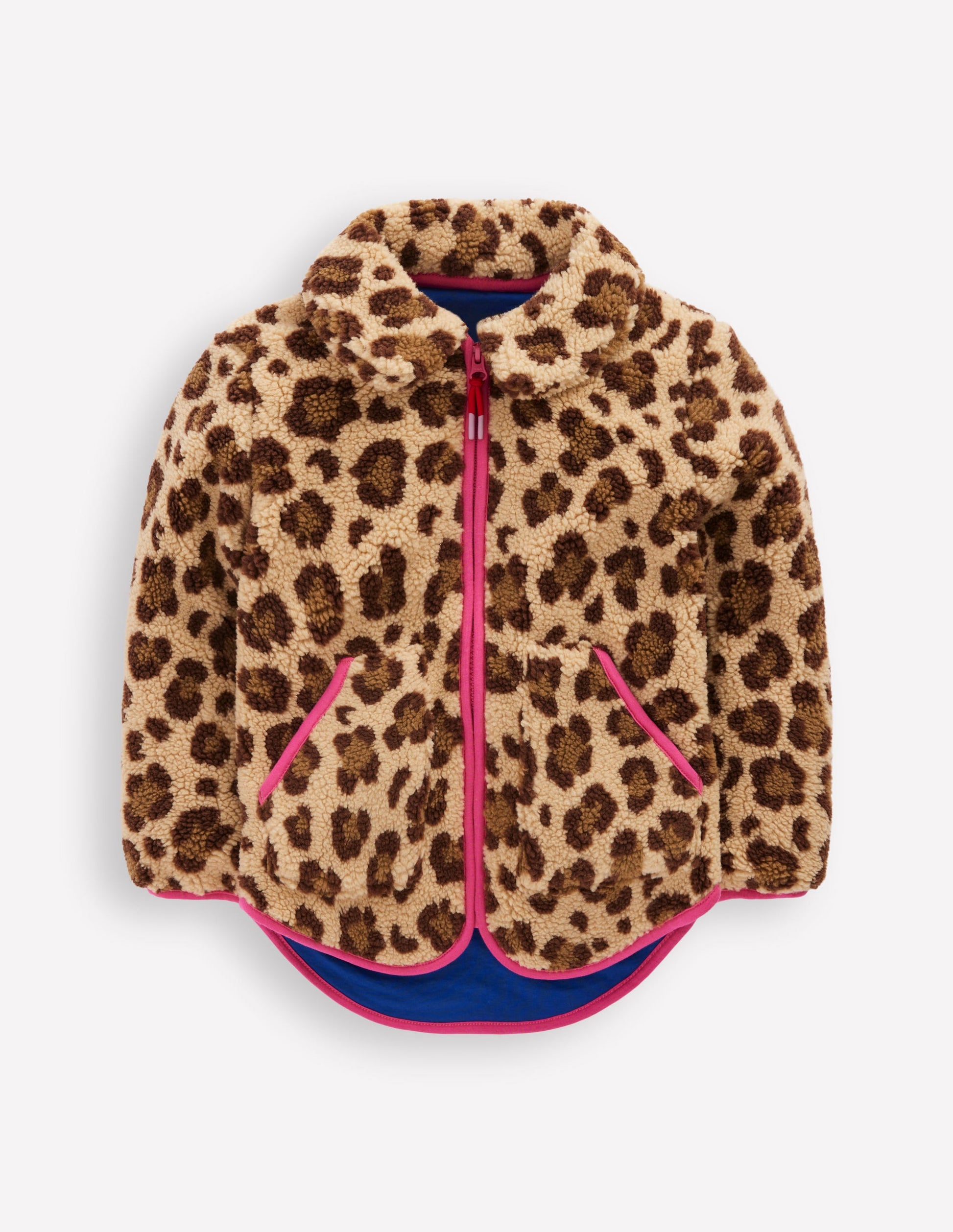 Collared Borg Zip Through-Leopard-1