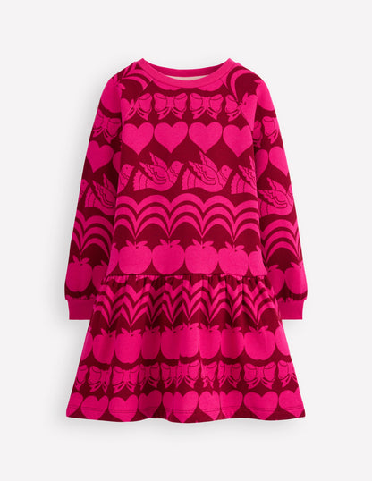 Cosy Sweatshirt Dress-Red Liquorice Festive Fun-1