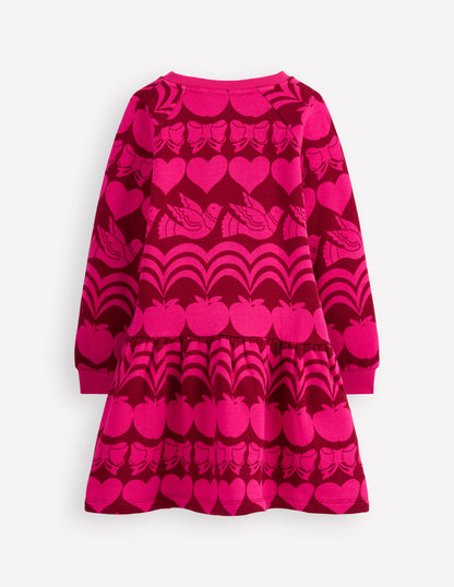 Cosy Sweatshirt Dress-Red Liquorice Festive Fun-2
