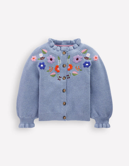 Pretty Embroidered Cardigan-Glacier Blue-1