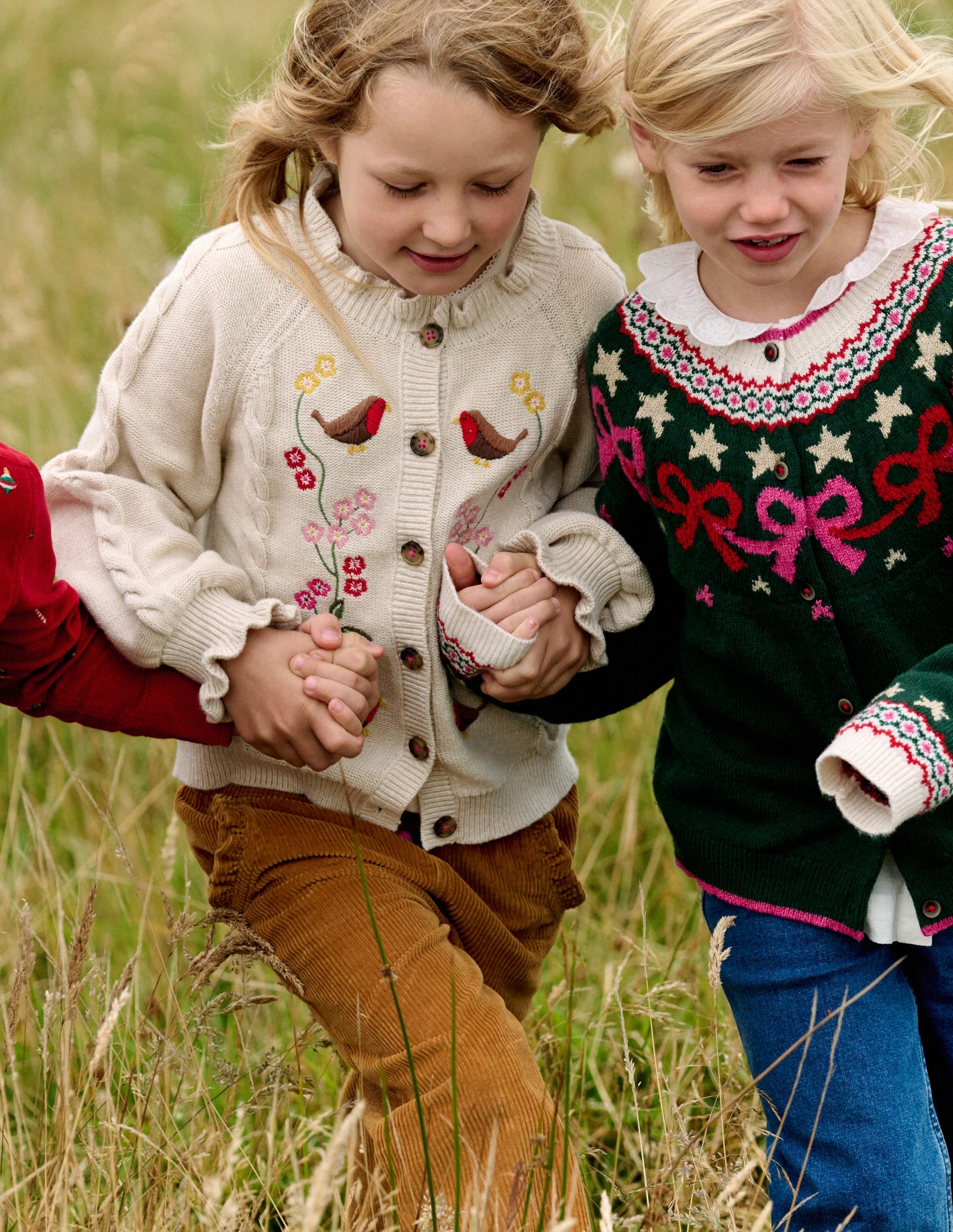 Pretty Embroidered Cardigan-Oatmeal Marl - Image 4