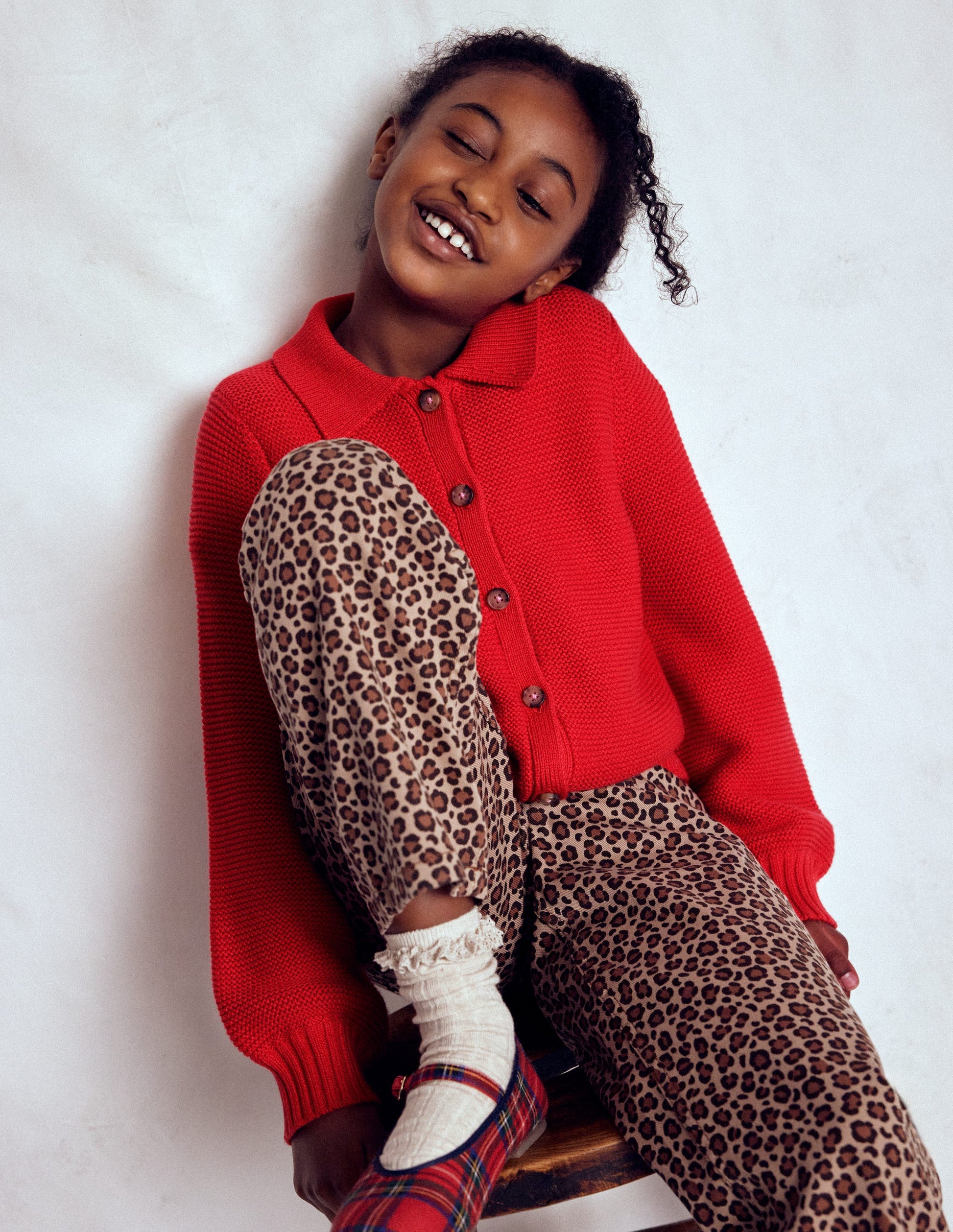 Collared Cardigan-Rockabilly Red-4