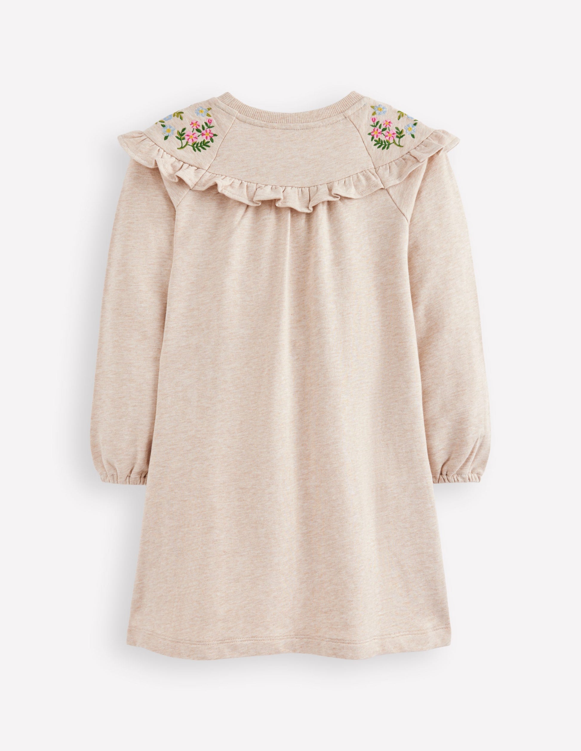 Embroidered Sweatshirt Dress-Oatmeal Marl-2