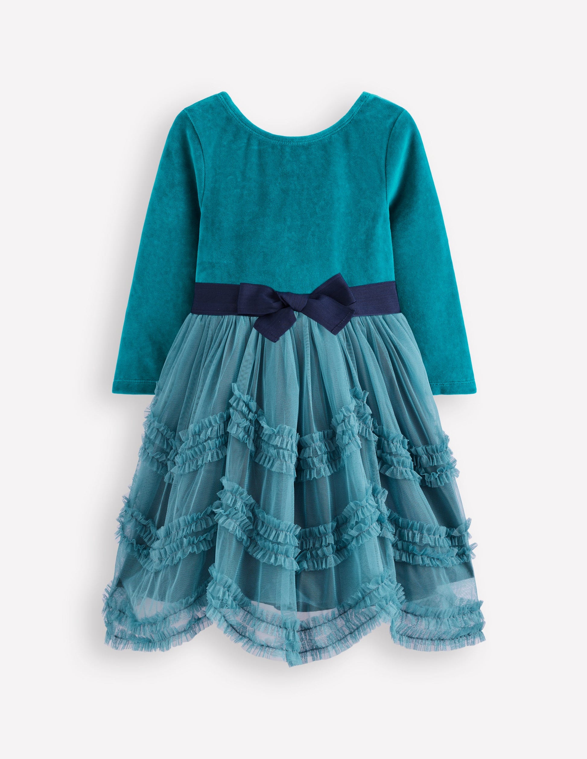 Velour Tulle Ballet Dress-Deep Sea Green-1