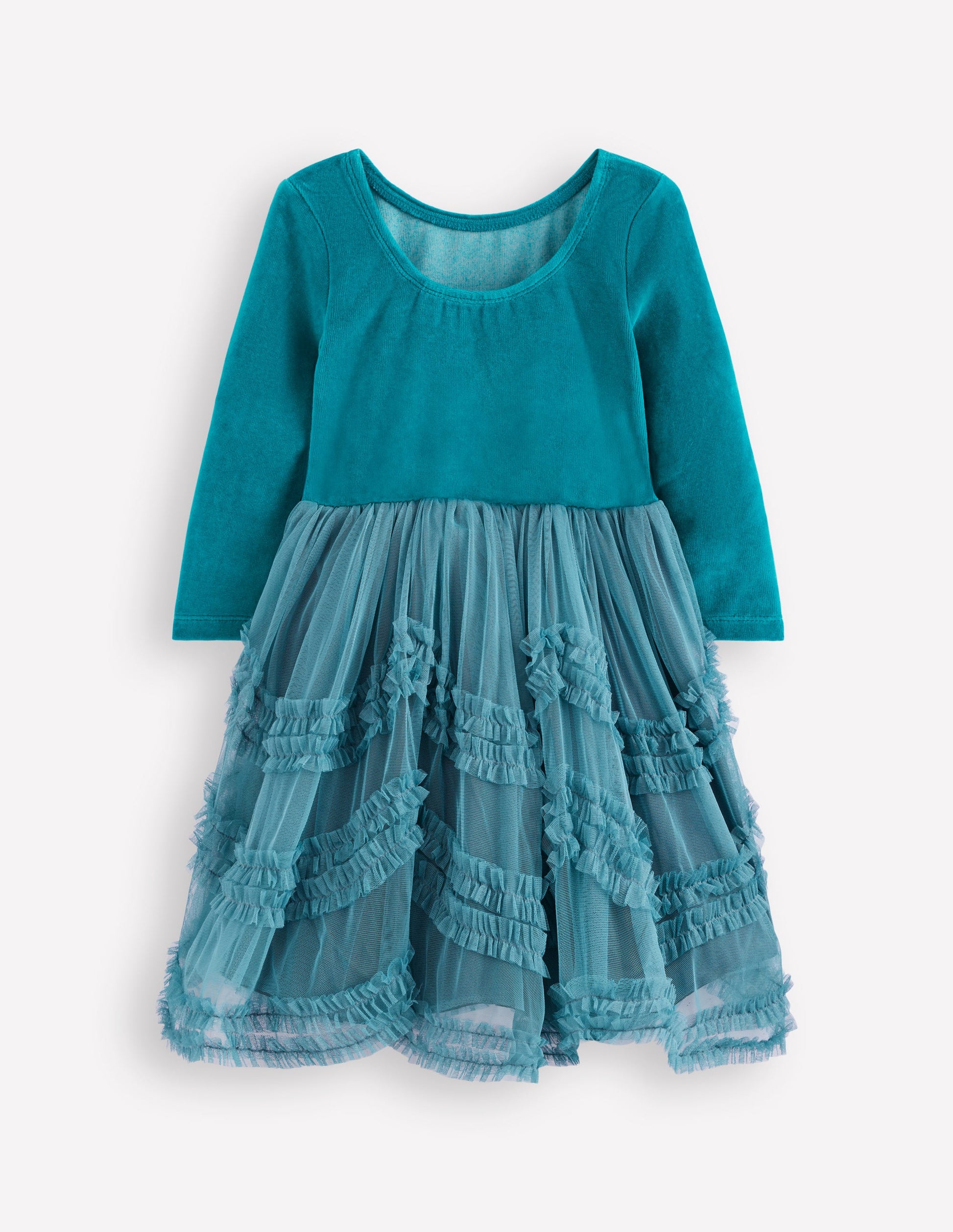 Velour Tulle Ballet Dress-Deep Sea Green-2