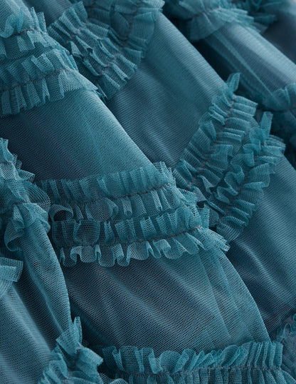 Velour Tulle Ballet Dress-Deep Sea Green-3
