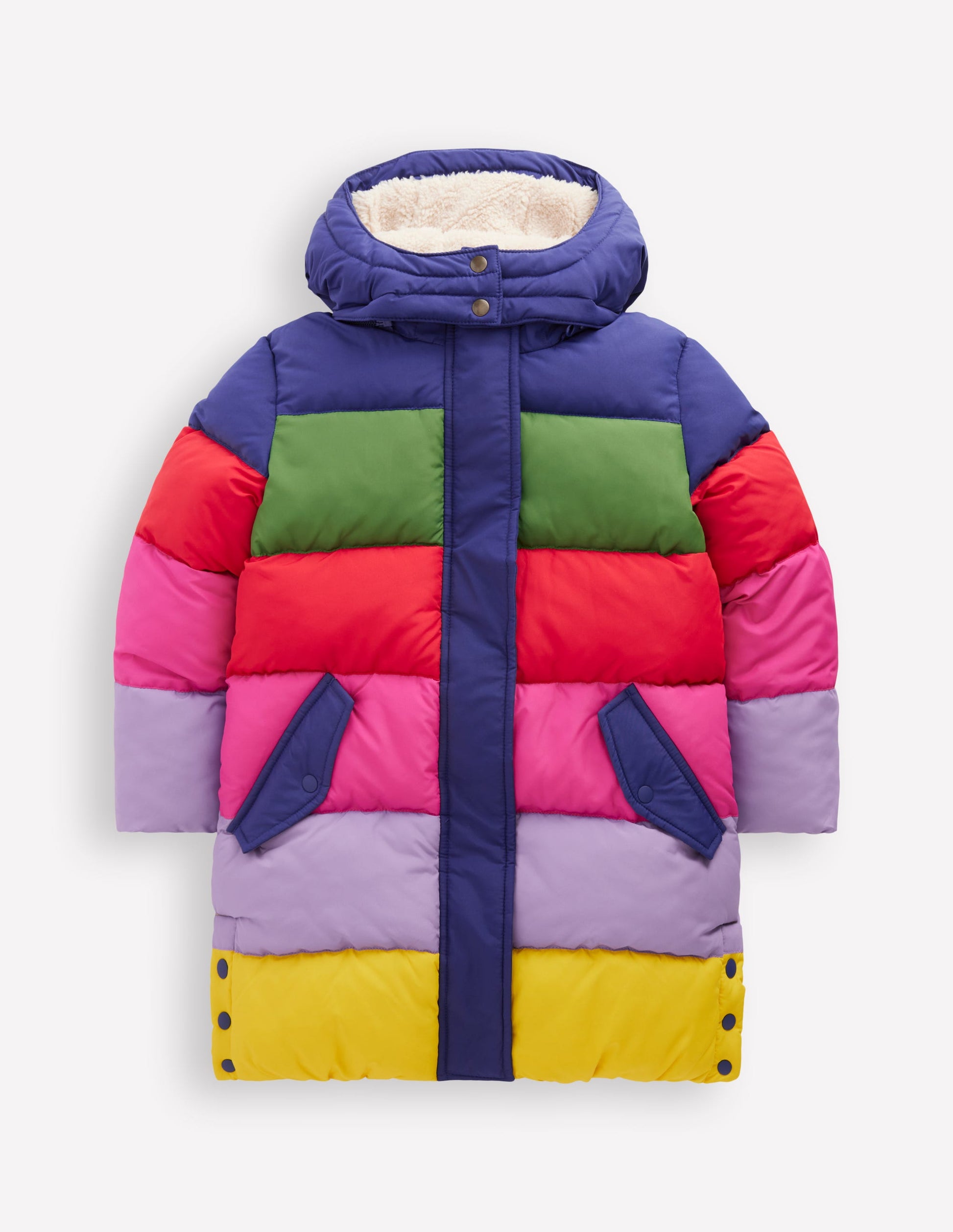 Longline Padded Coat-Rainbow Colourblock-1