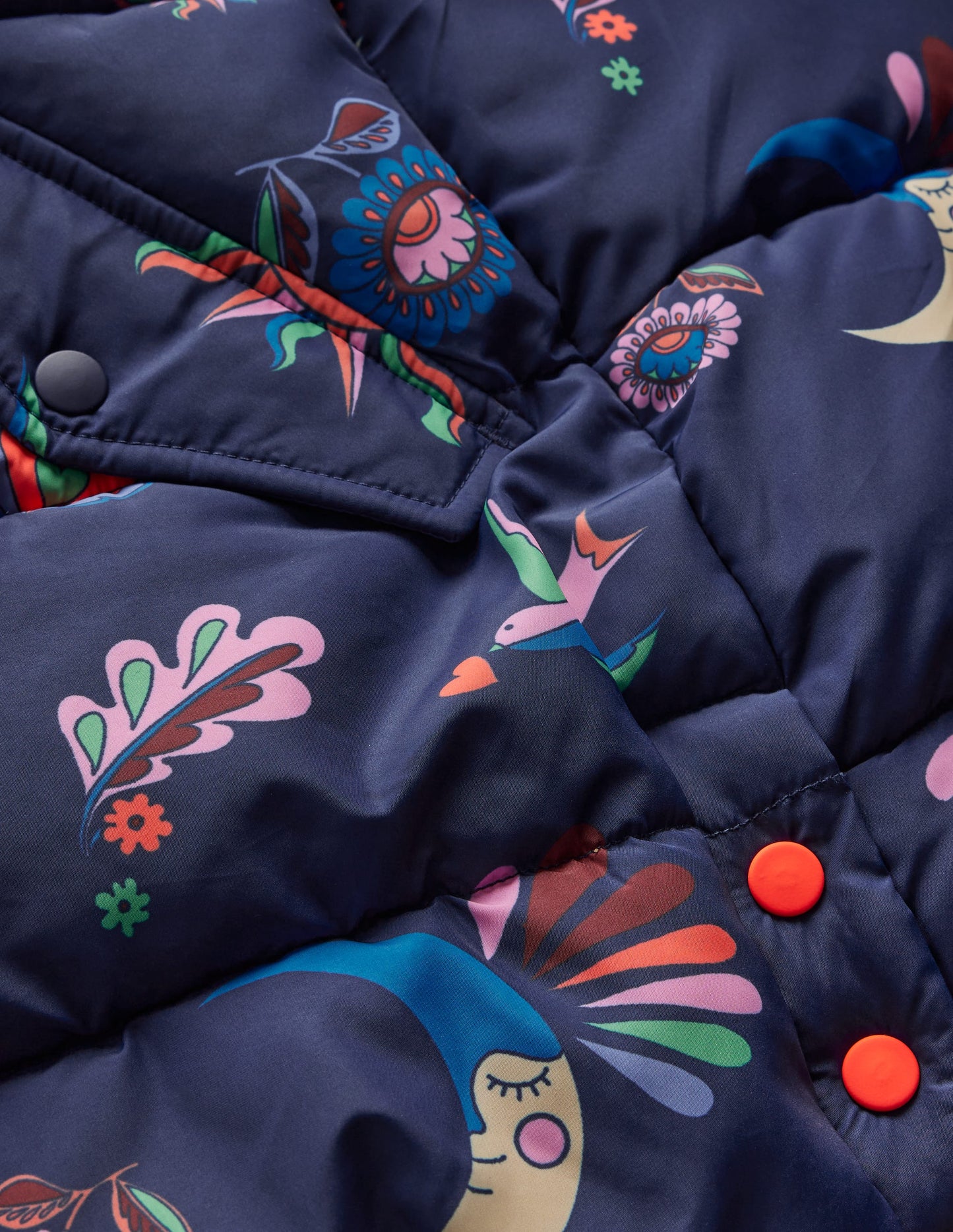 Longline Padded Coat-College Navy Spaced Paisley