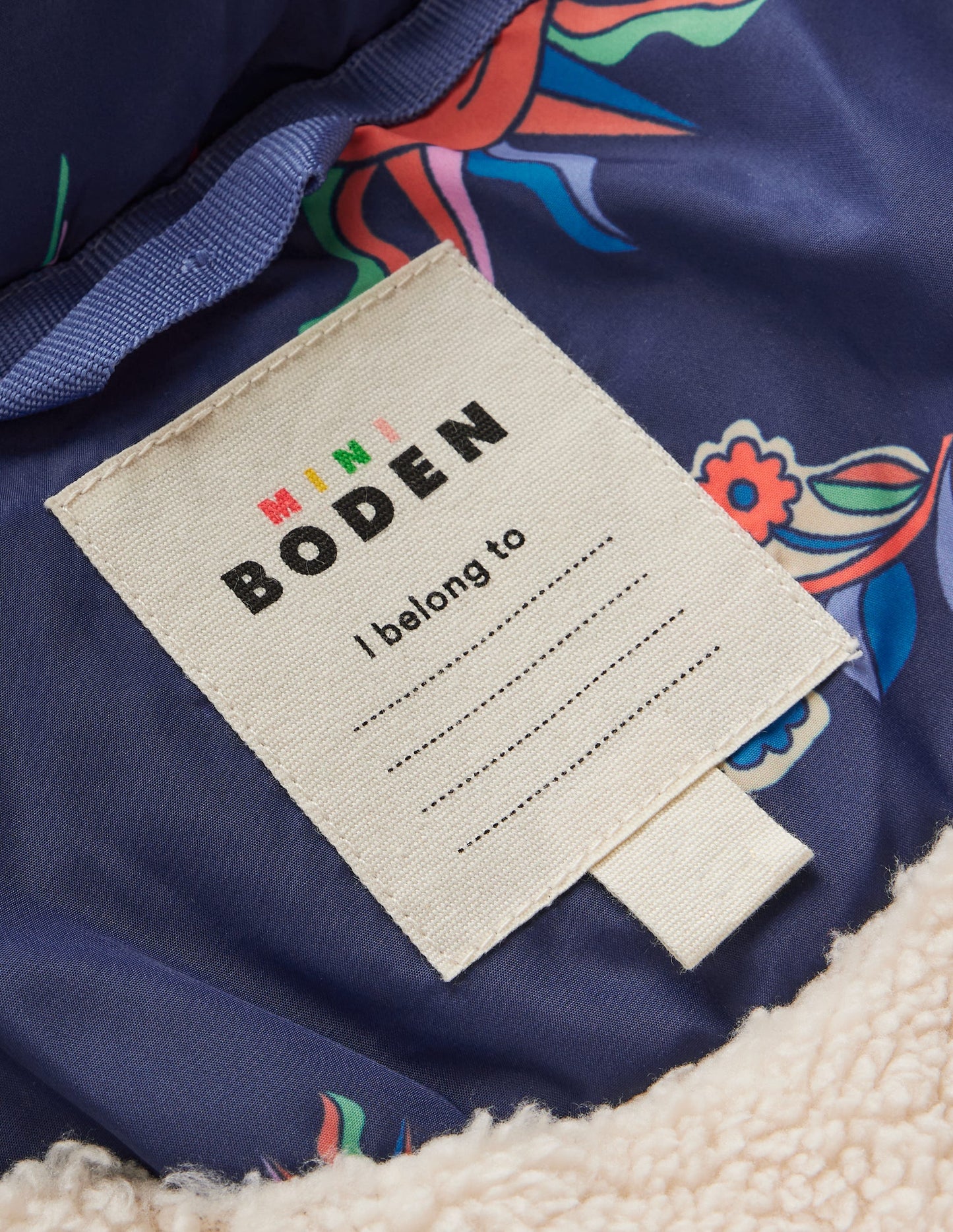 Longline Padded Coat-College Navy Spaced Paisley