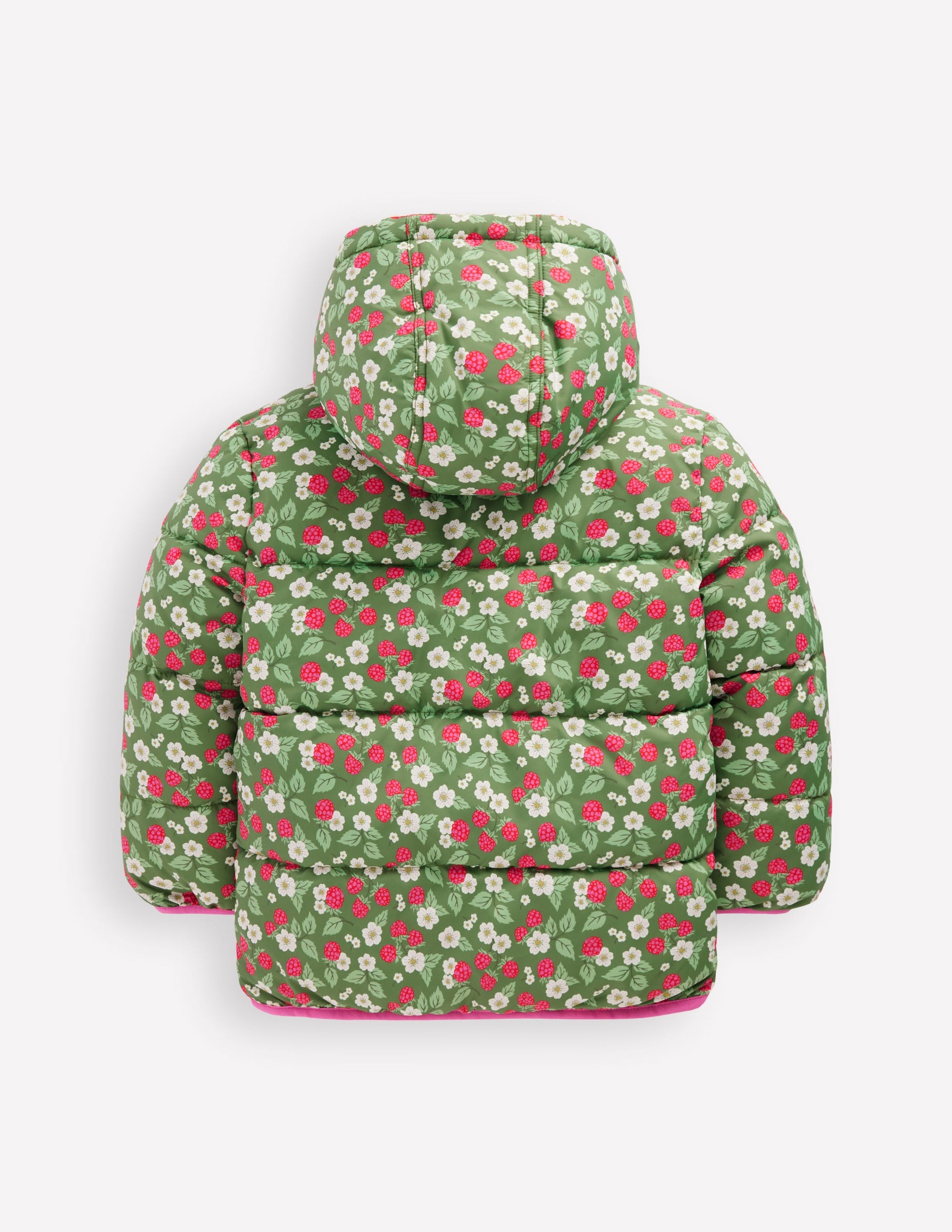 Reversible Padded Borg Coat-Safari Green Vintage Berry-2