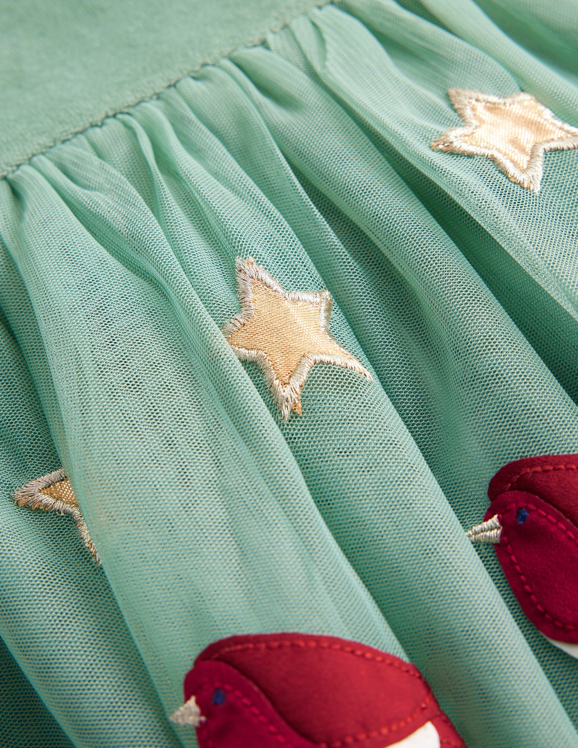 Velour Tulle Appliqué Dress-Robin Motif-3